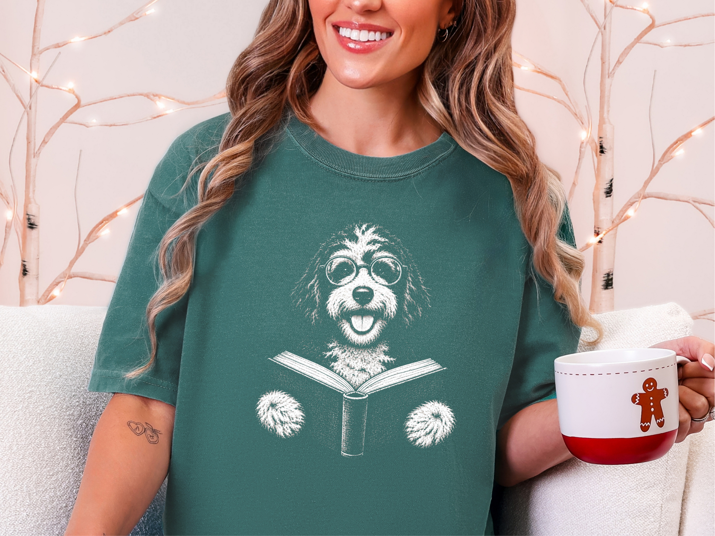 Reading Bernedoodle Dog Glasses doodle dog shirt - photo 7