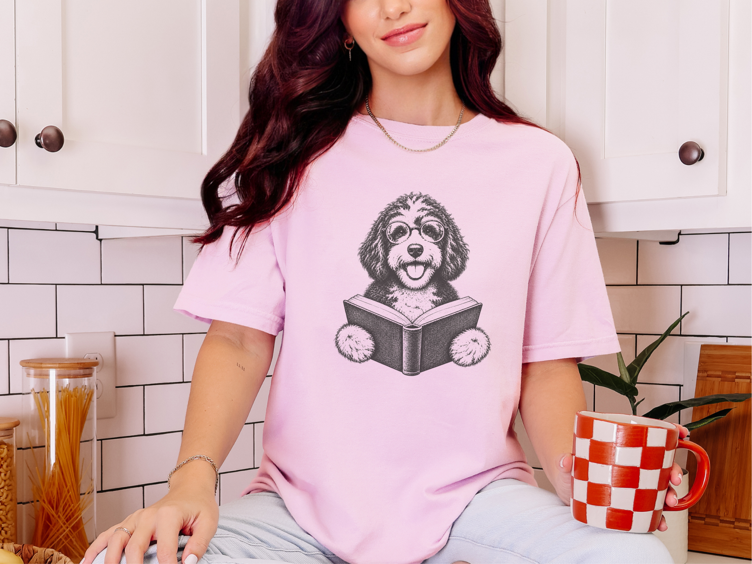 Reading Bernedoodle Dog Glasses doodle dog shirt - photo 3