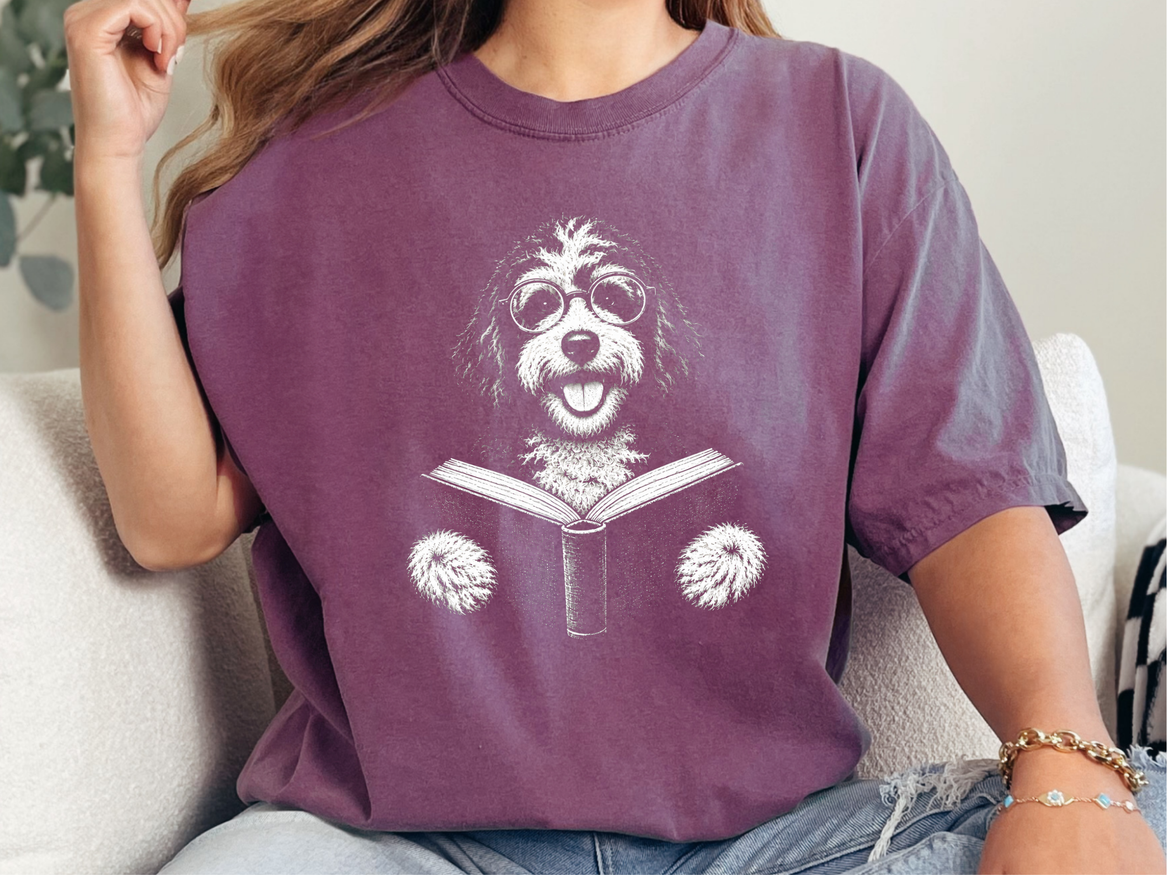 Reading Bernedoodle Dog Glasses doodle dog shirt - photo 4