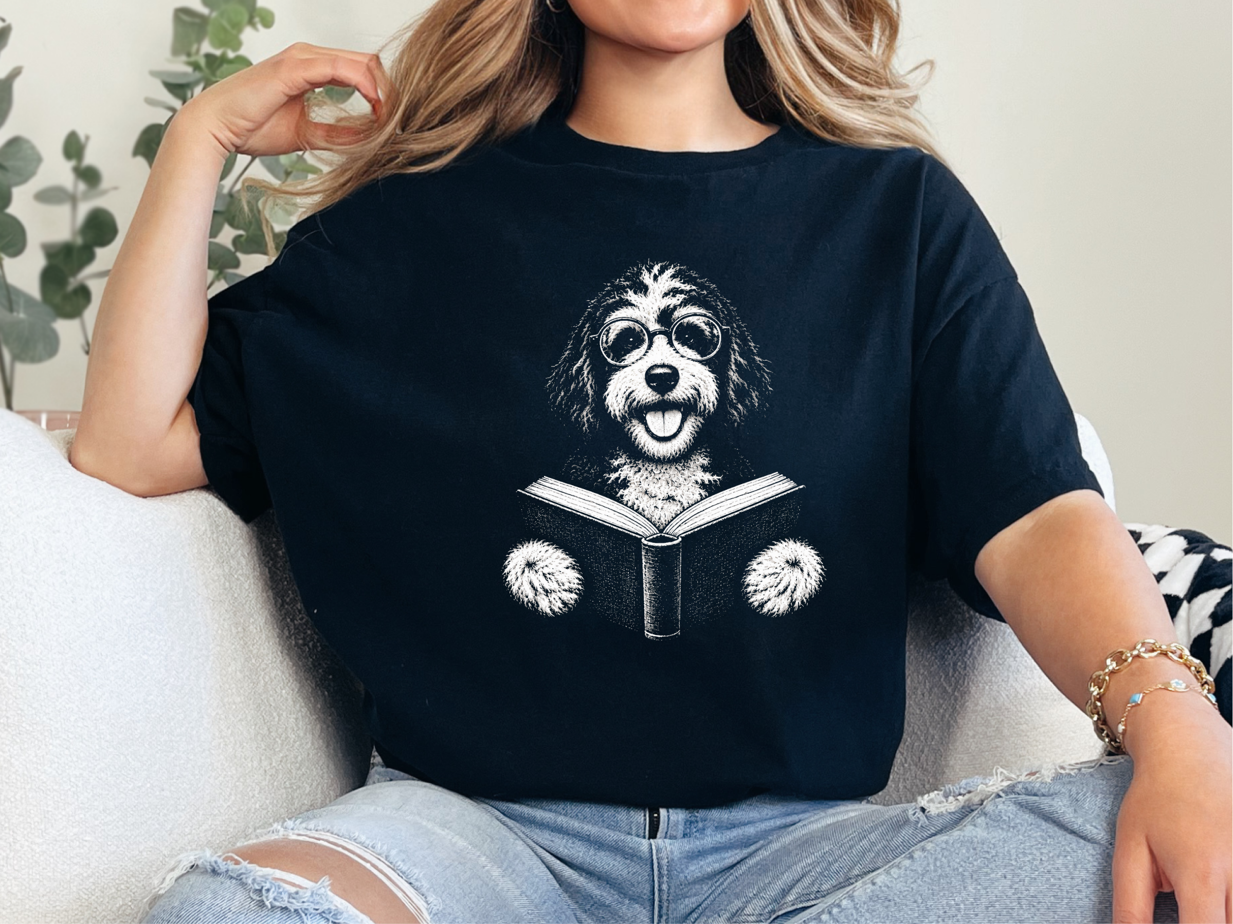 Reading Bernedoodle Dog Glasses doodle dog shirt - photo 2