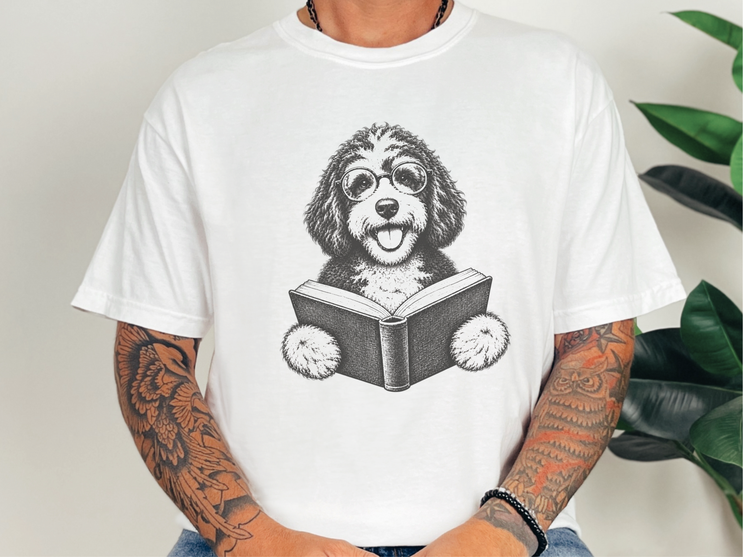 Reading Bernedoodle Dog Glasses doodle dog shirt - photo 1