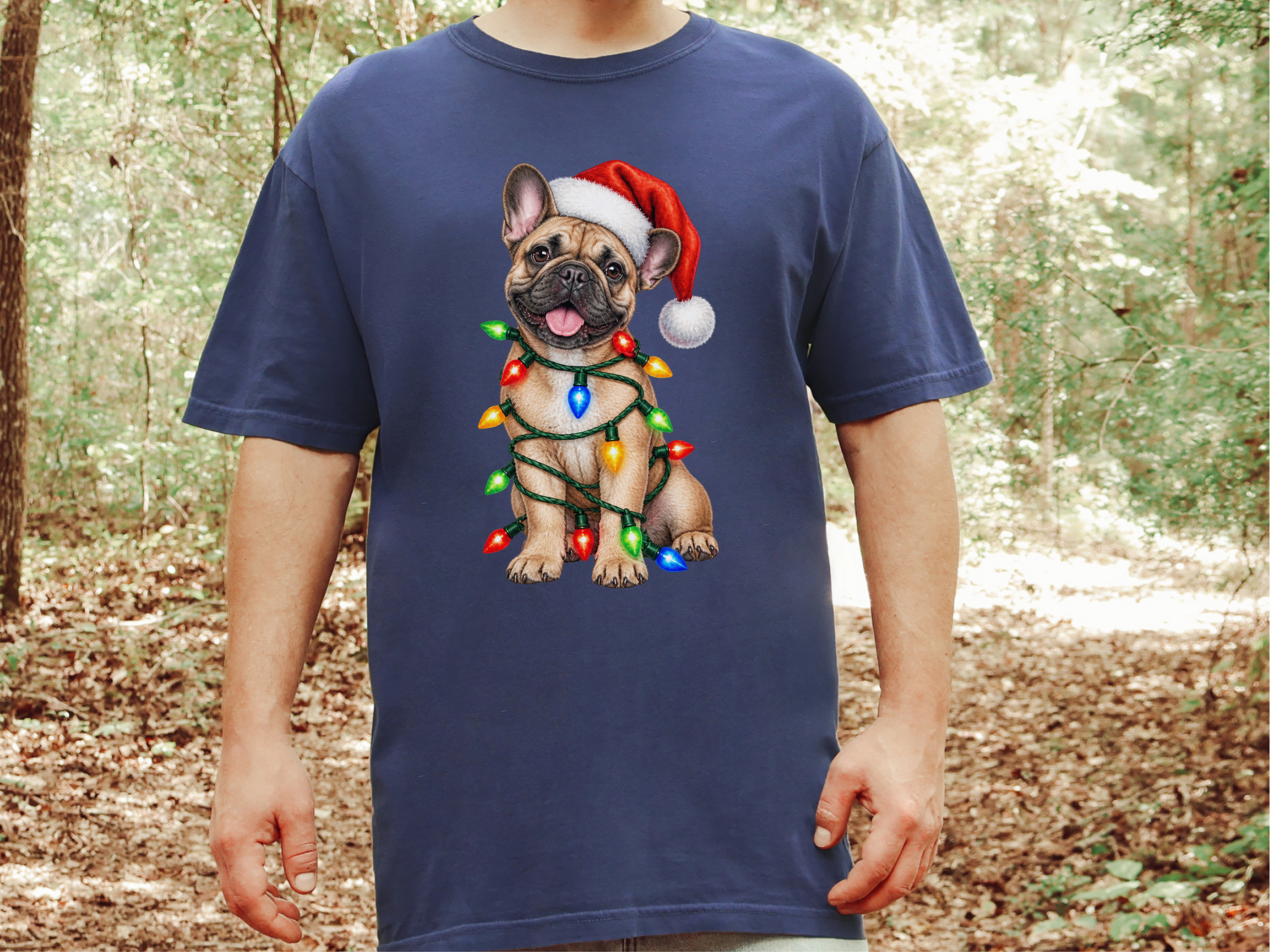 French Bulldog Christmas Lights doodle dog shirt - photo 8