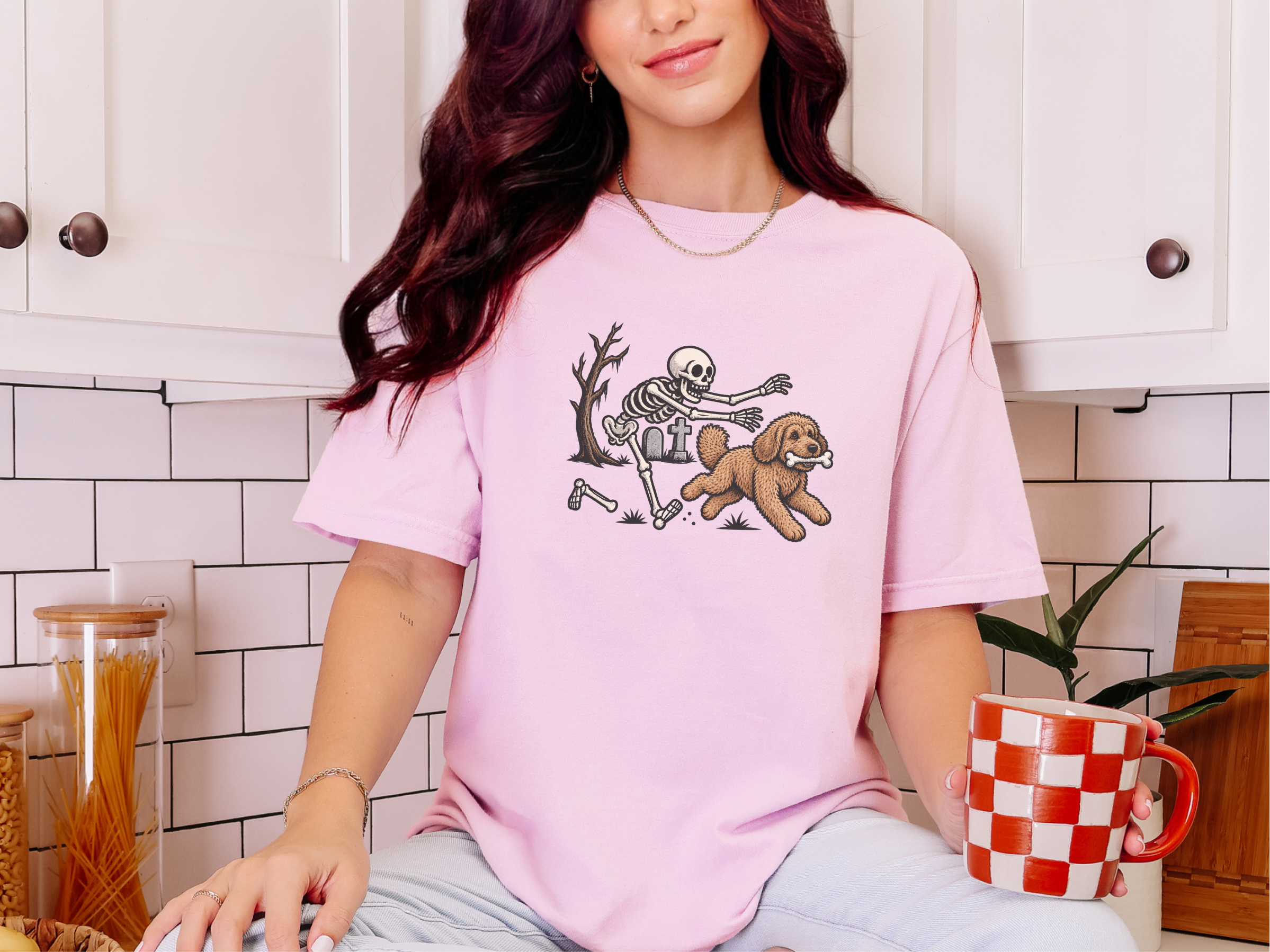 Cockapoo Chased By Skeleton doodle dog shirt - photo 4