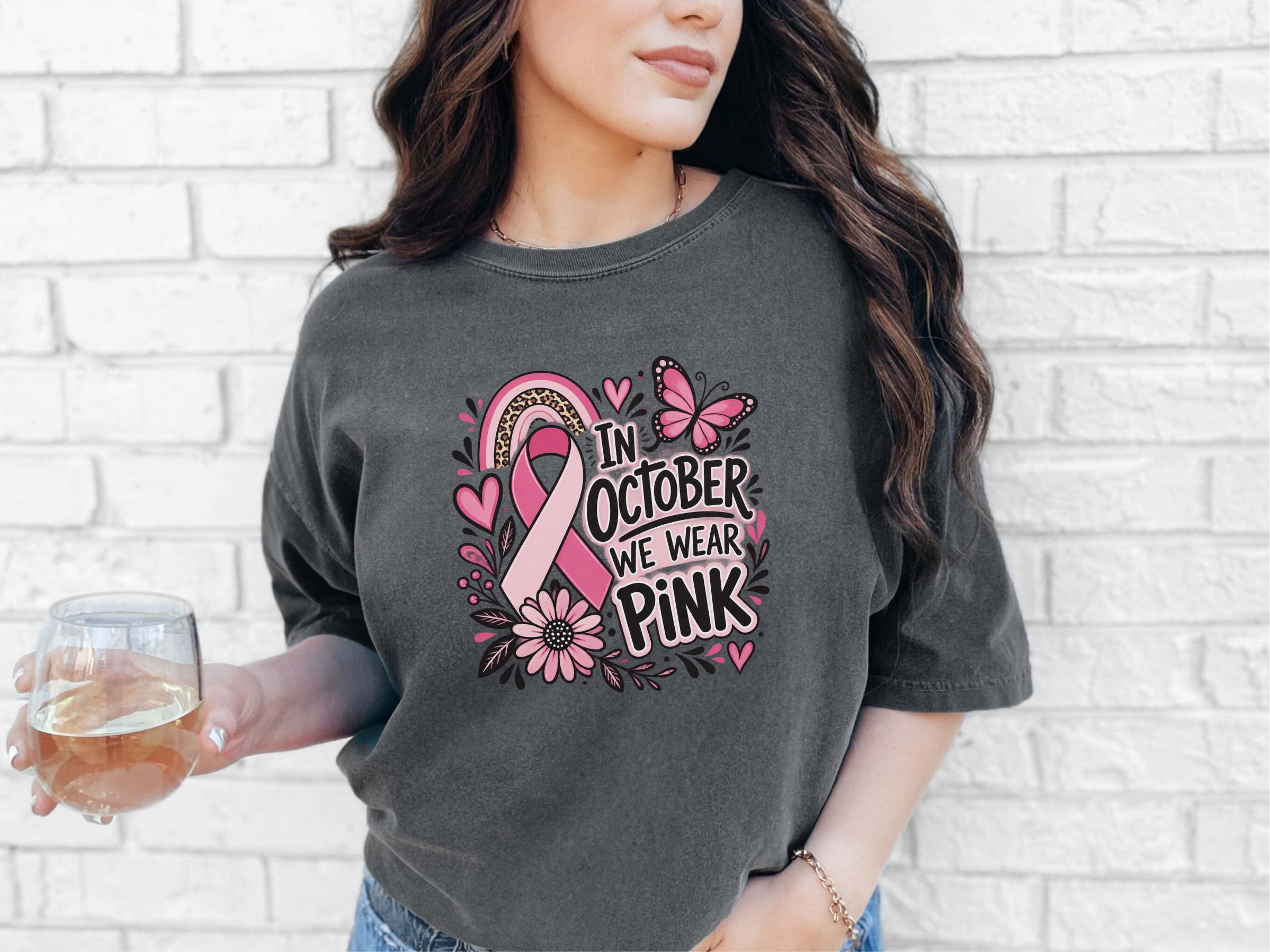 Pink Ribbon Butterfly Boho Rainbow funny shirt - photo 6