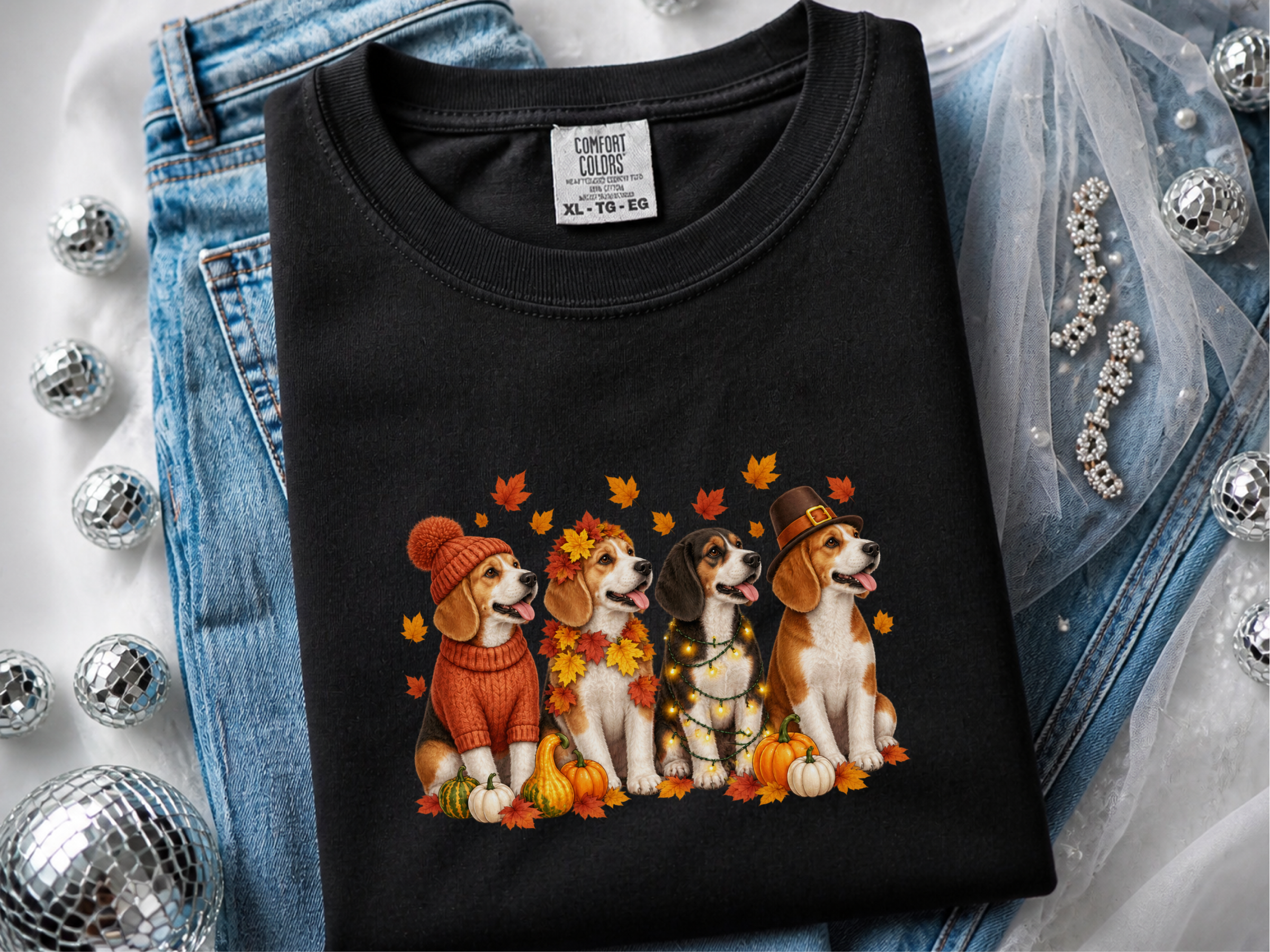 Four Beagle Autumn Dogs