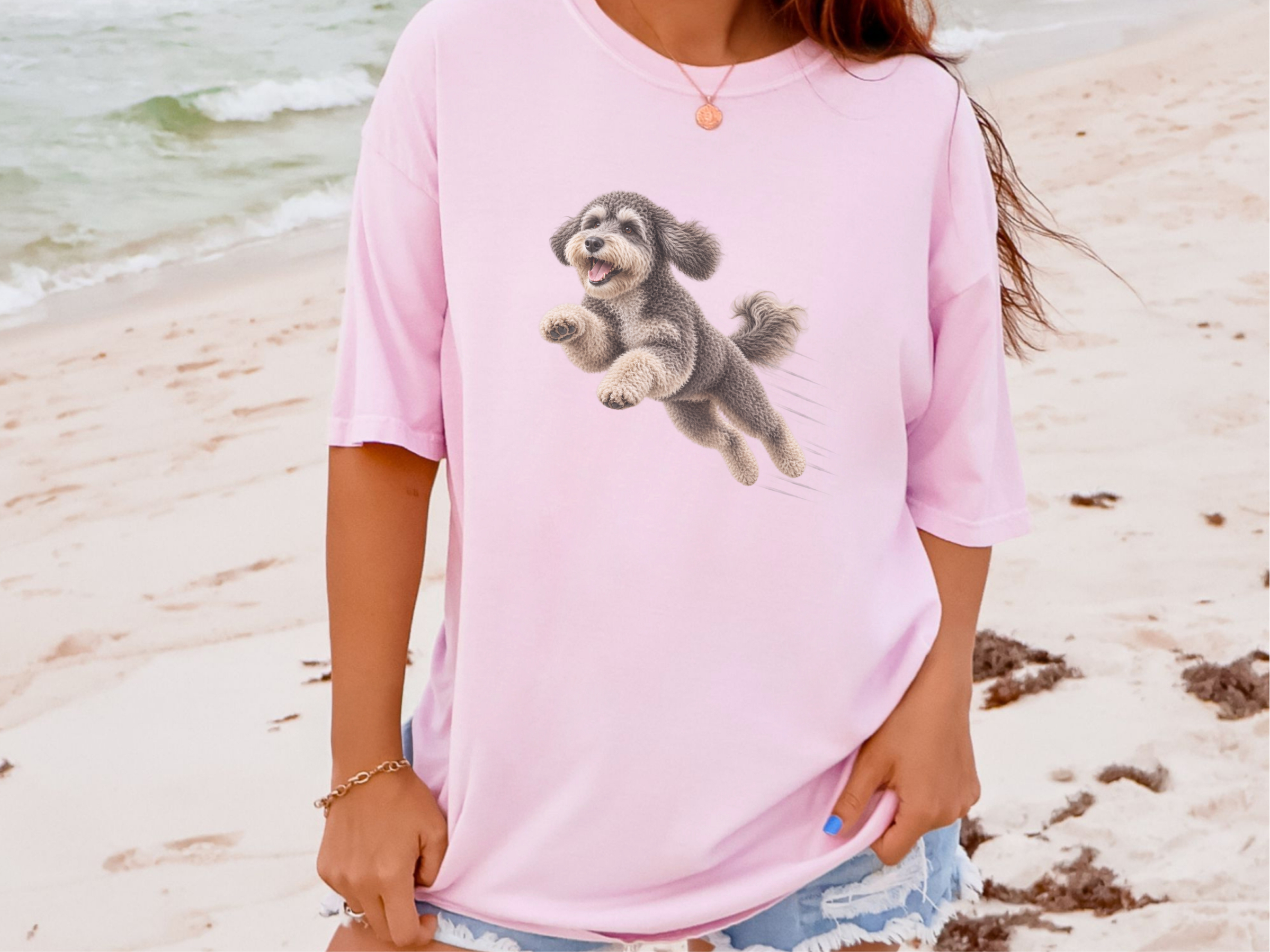 Jumping Schnoodle Speed Lines doodle dog shirt - photo 6
