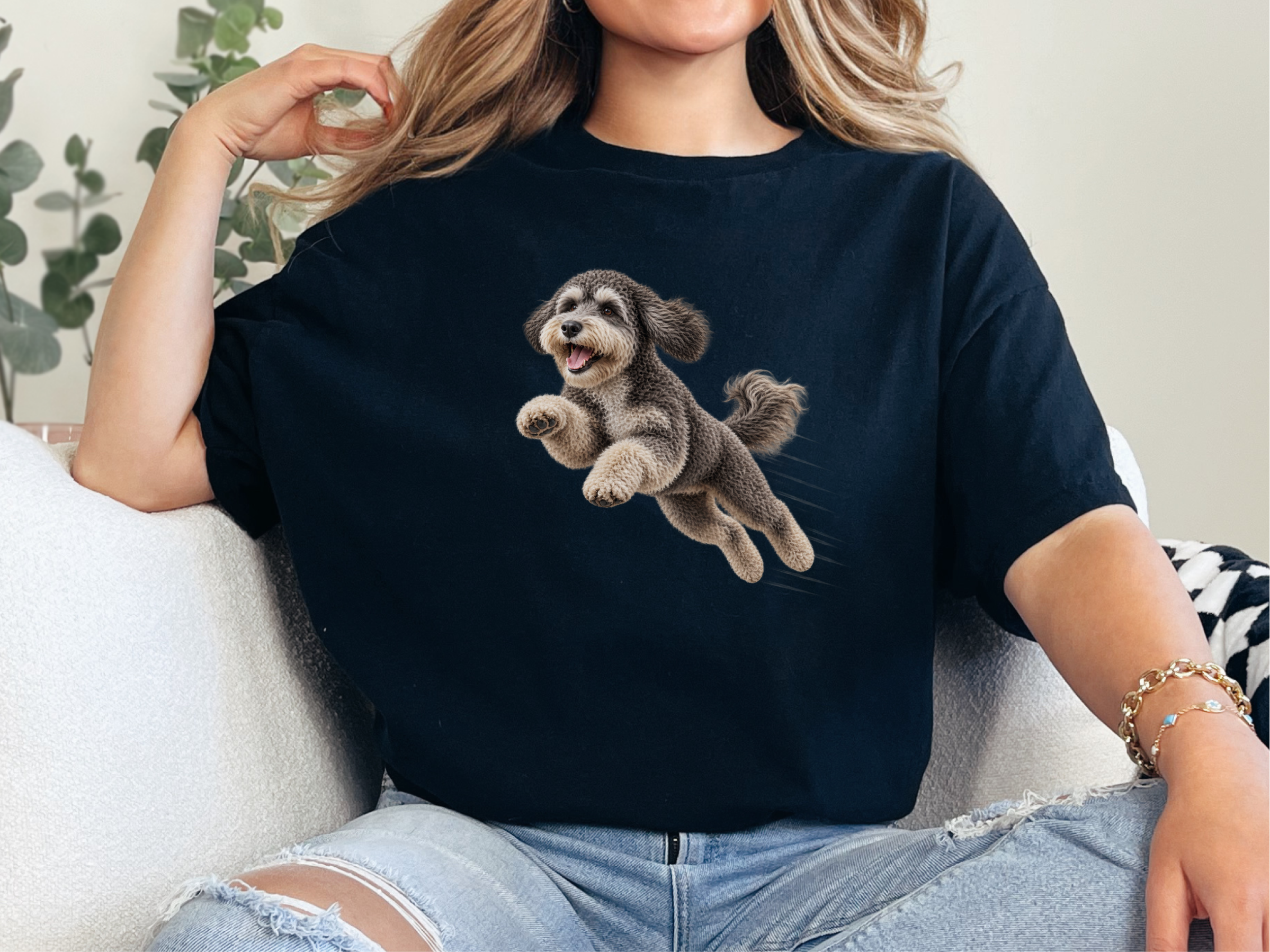 Jumping Schnoodle Speed Lines Schnoodle Shirt for Dog Lovers