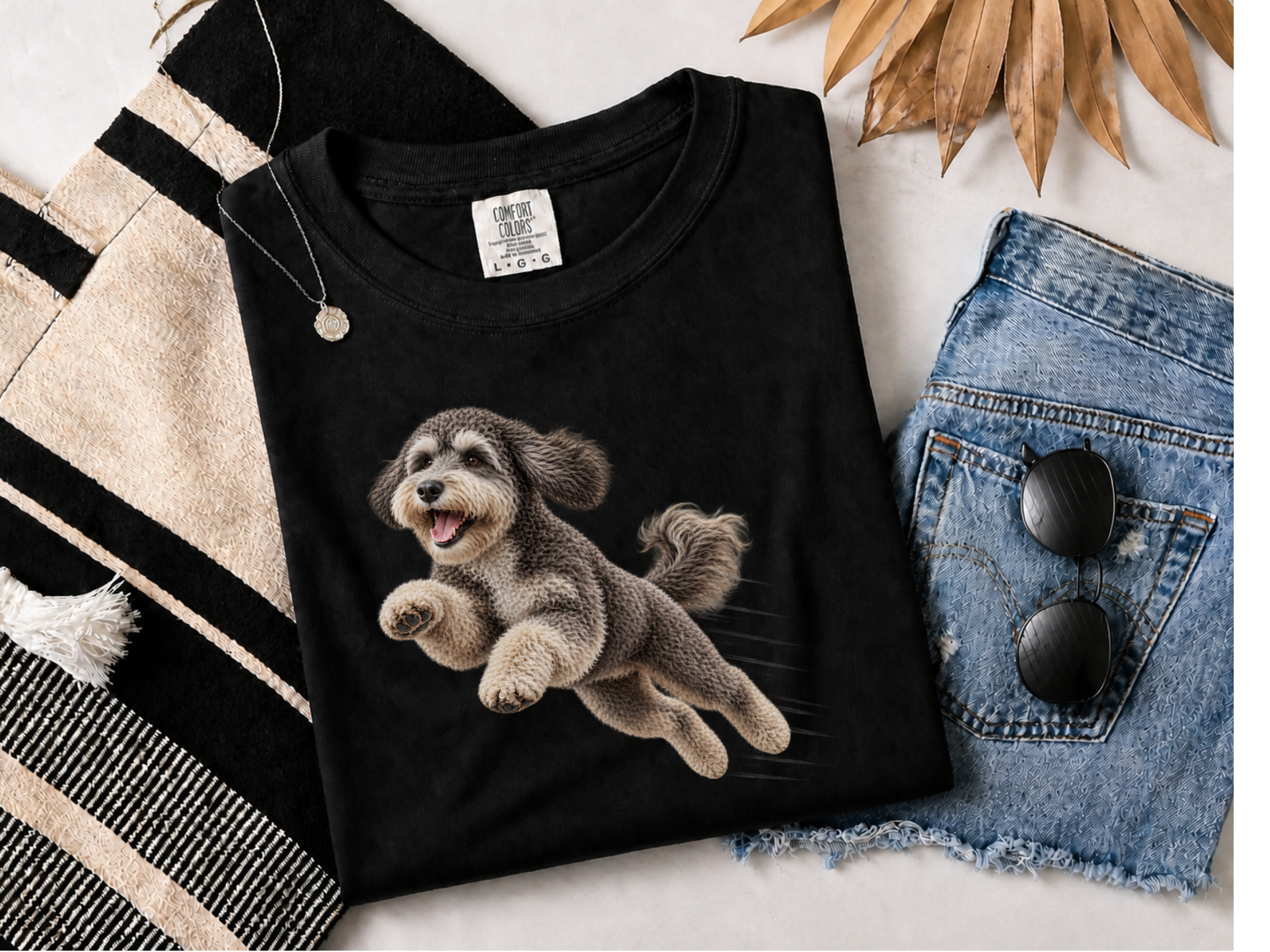 Jumping Schnoodle Speed Lines doodle dog shirt - photo 3