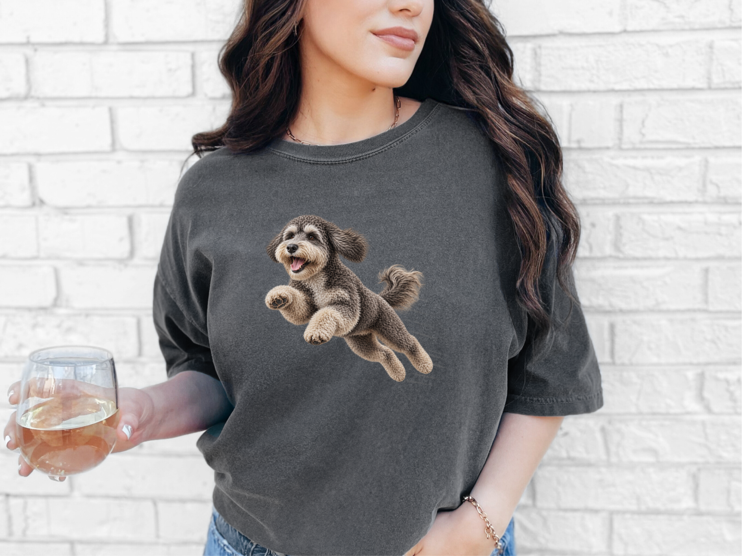 Jumping Schnoodle Speed Lines doodle dog shirt - photo 5