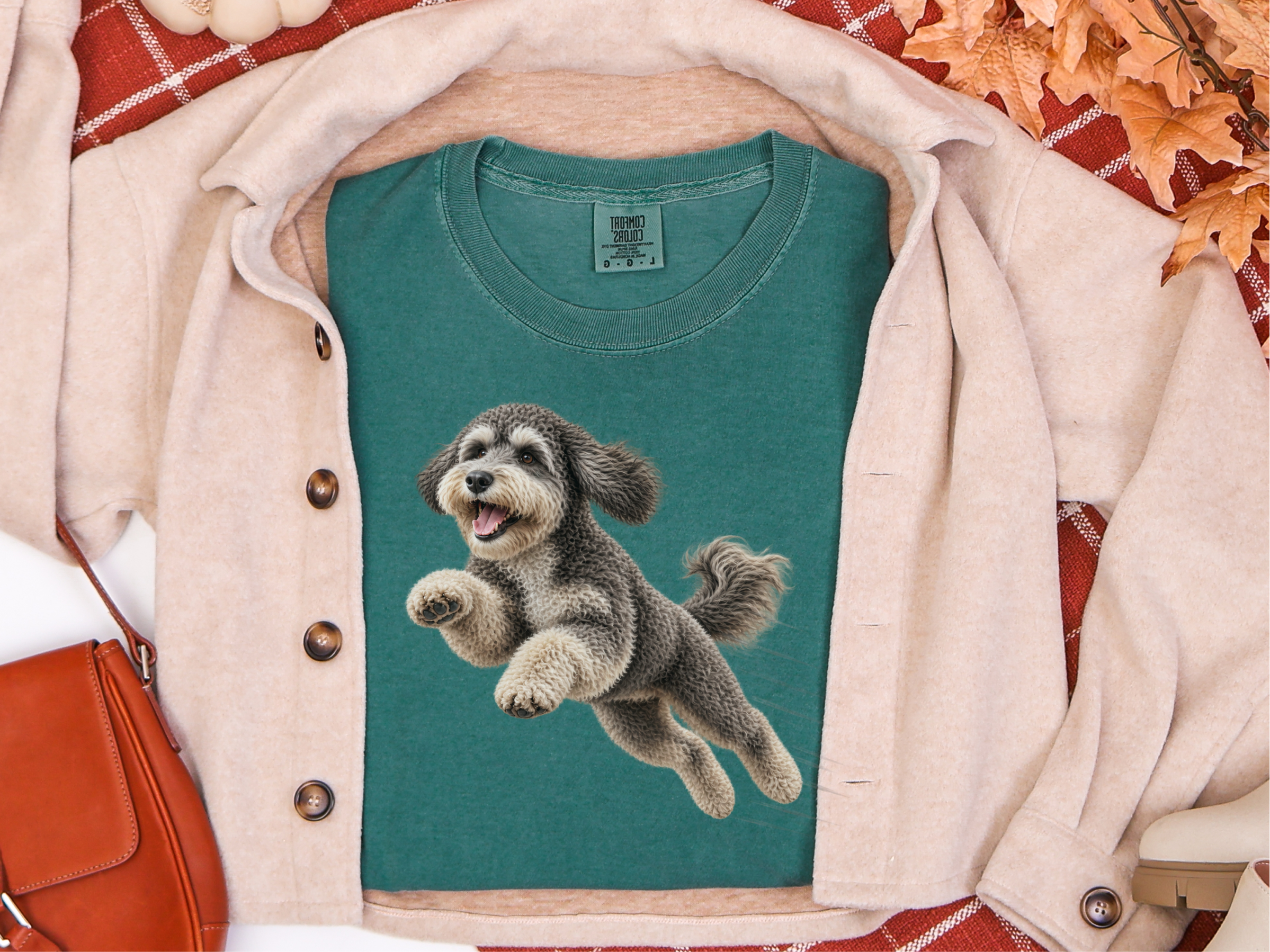 Jumping Schnoodle Speed Lines doodle dog shirt - photo 8