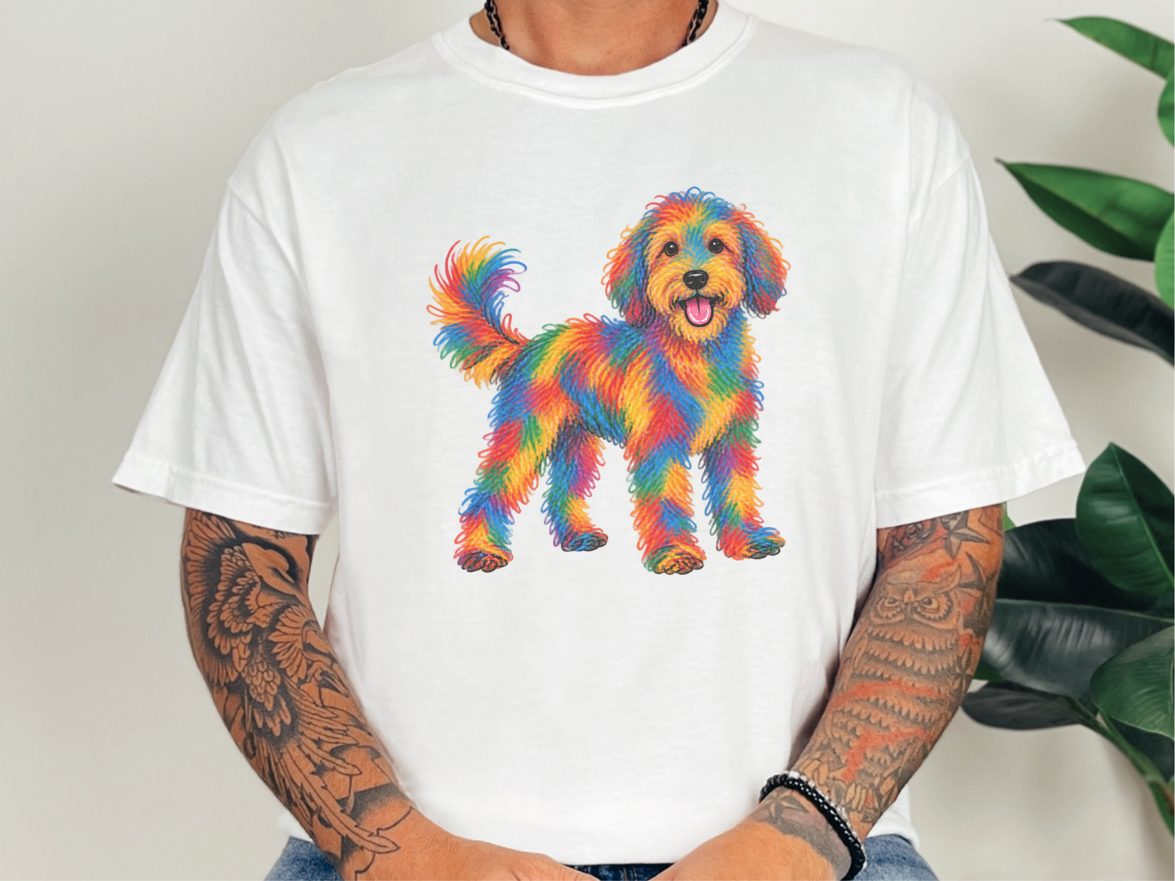 Rainbow Aussiedoodle Full Body doodle dog shirt - photo 3