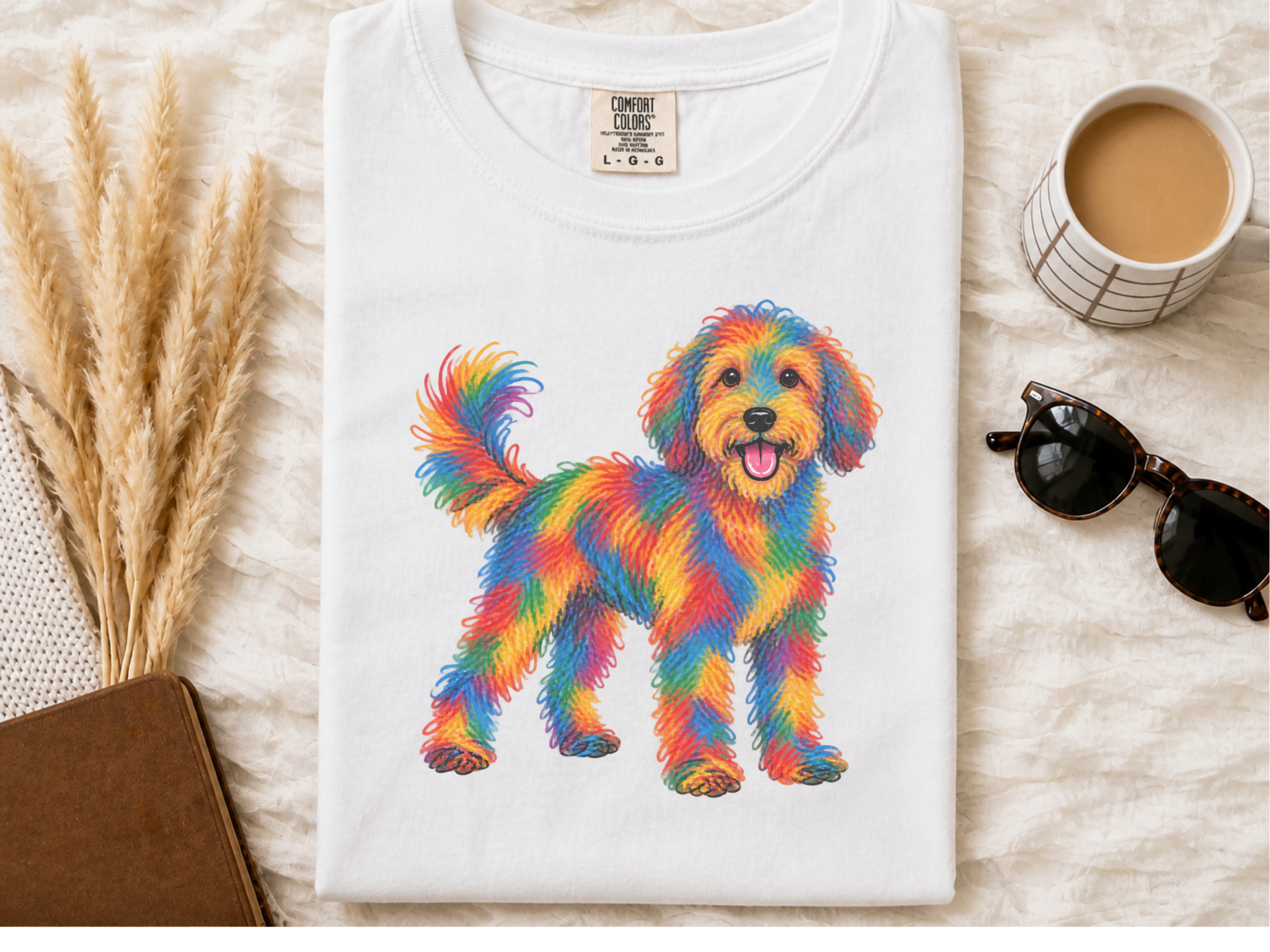 Rainbow Aussiedoodle Full Body doodle dog shirt - photo 2