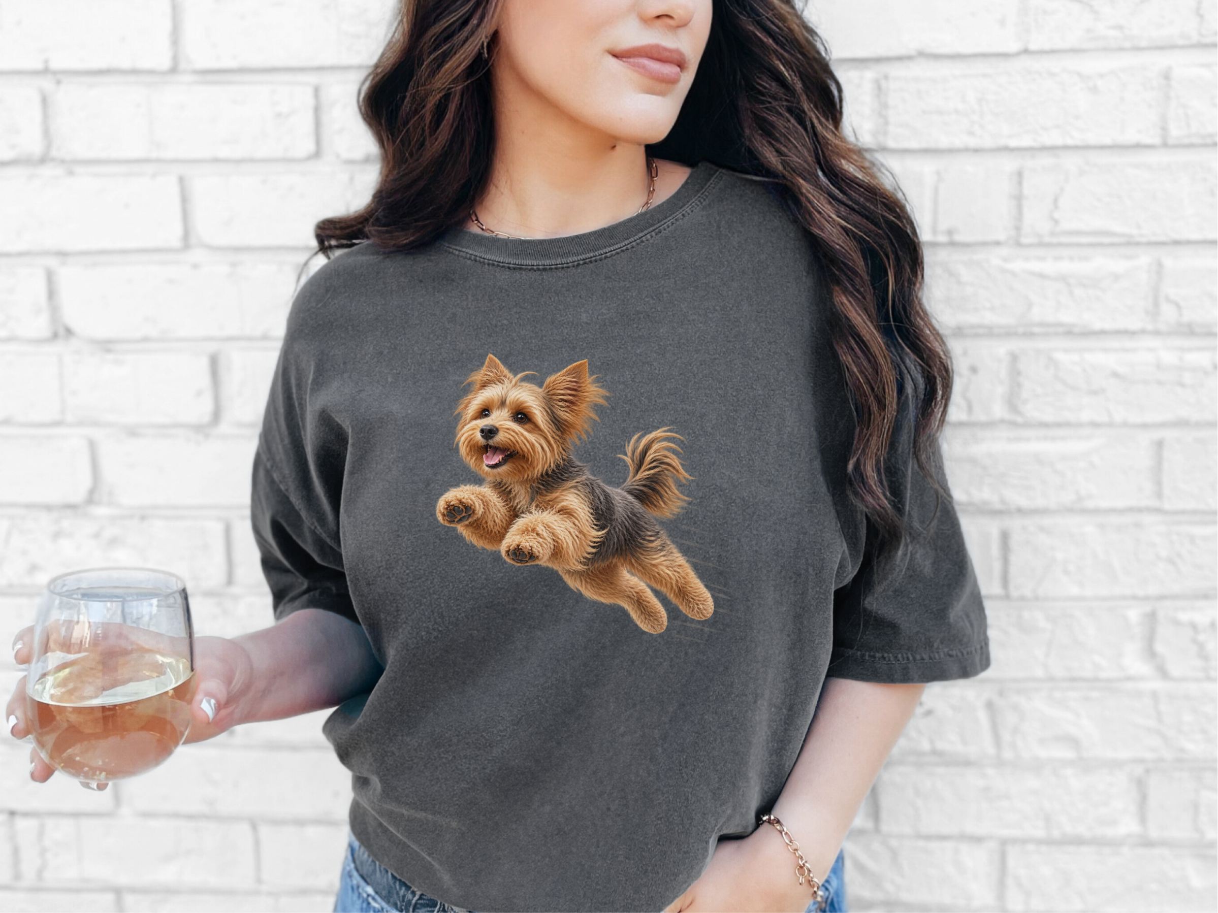 Flying Yorkie Speed Lines doodle dog shirt - photo 6