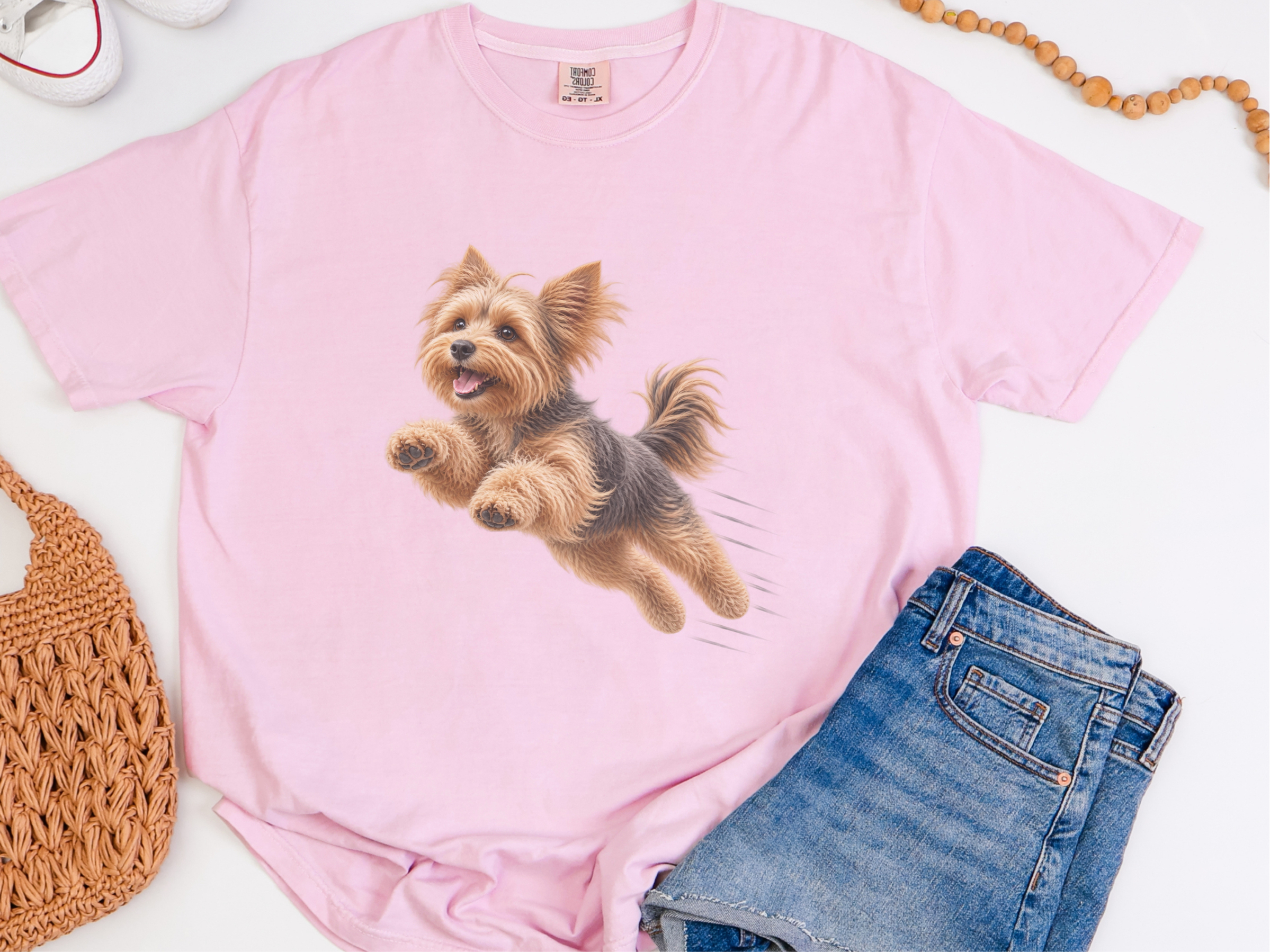 Flying Yorkie Speed Lines doodle dog shirt - photo 7
