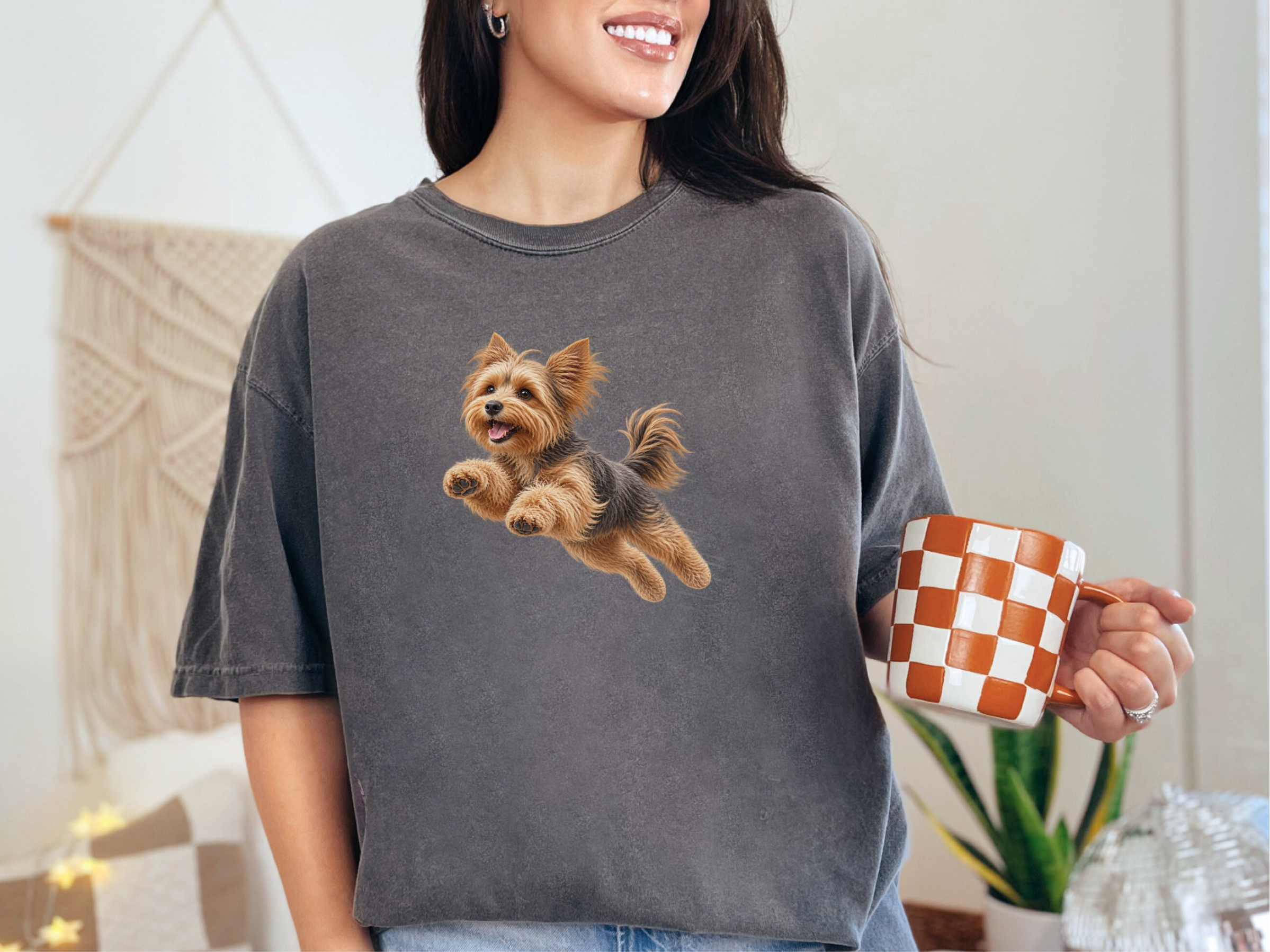 Flying Yorkie Speed Lines doodle dog shirt - photo 5