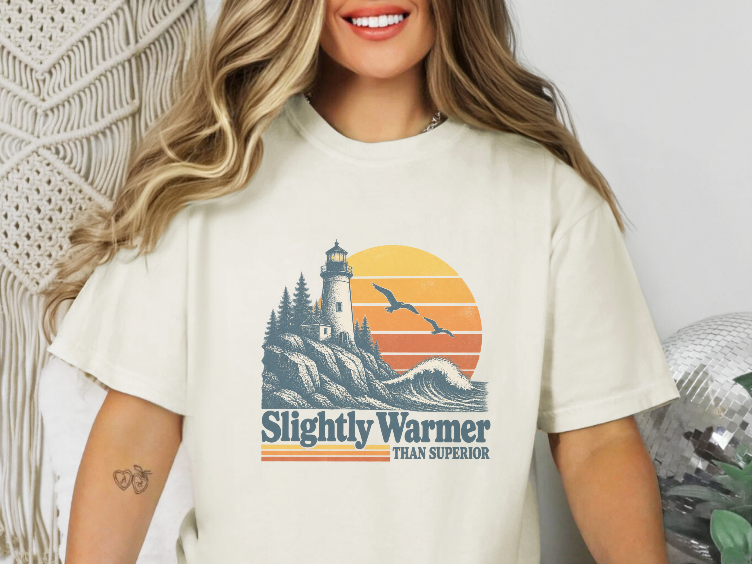 Retro Lighthouse Sunset Waves funny shirt - photo 8