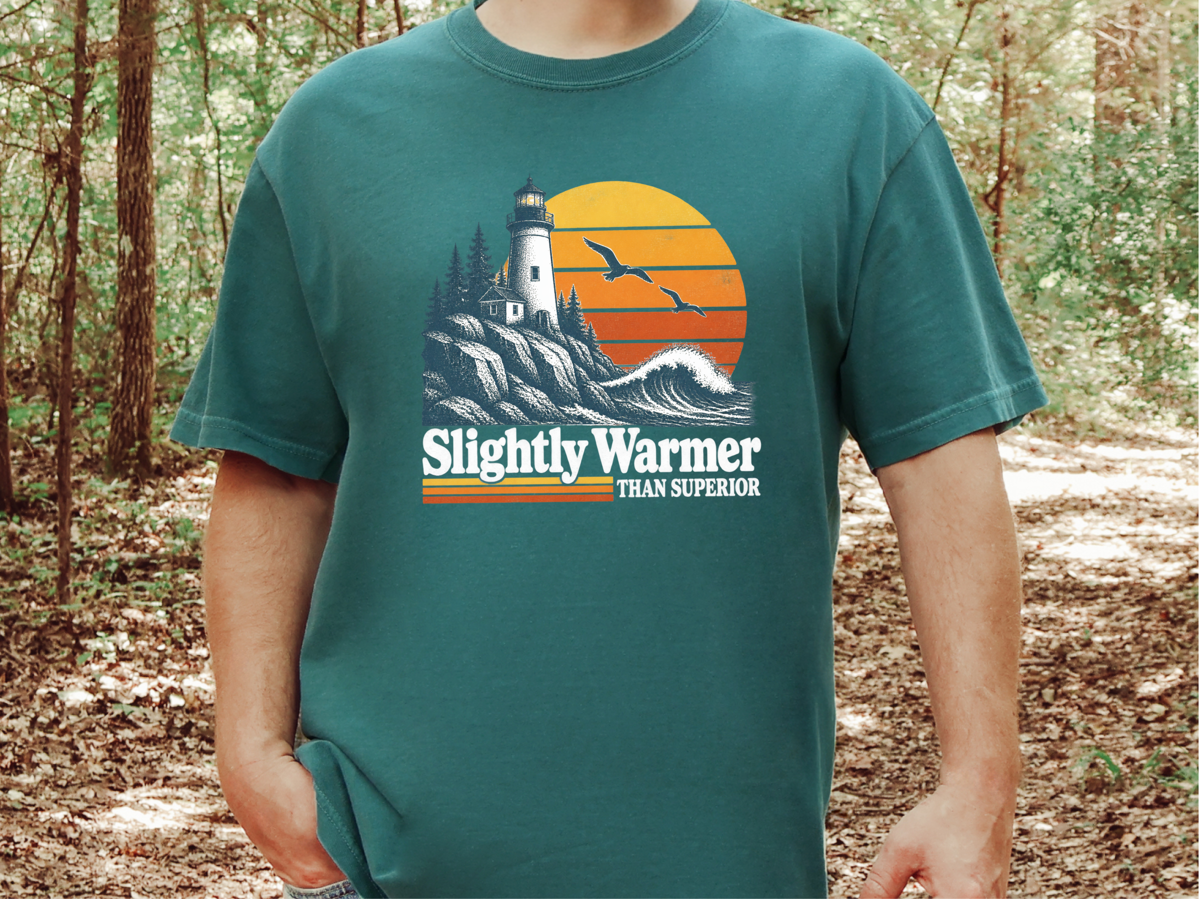 Retro Lighthouse Sunset Waves funny shirt - photo 6
