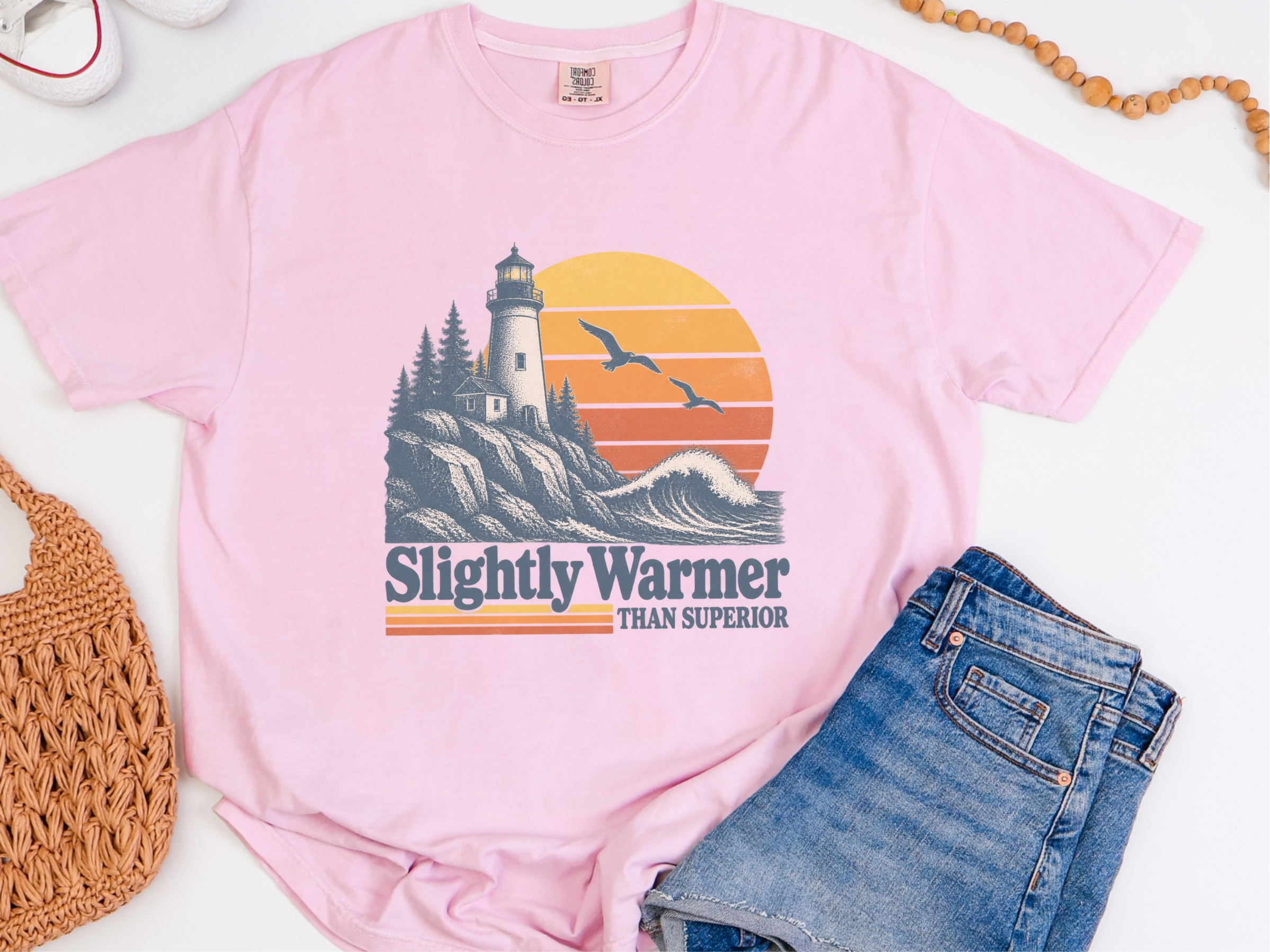Retro Lighthouse Sunset Waves funny shirt - photo 4