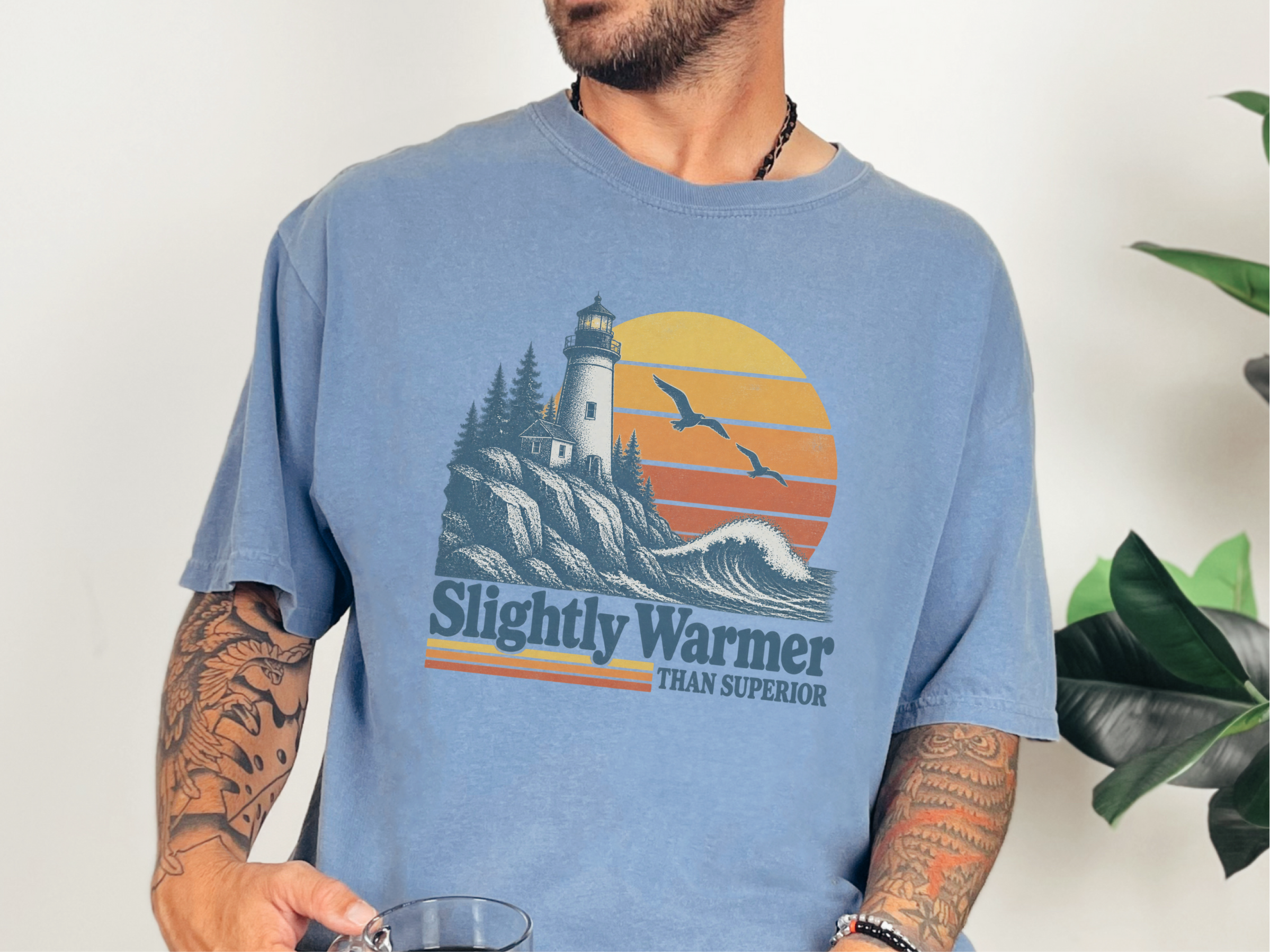 Retro Lighthouse Sunset Waves funny shirt - photo 5