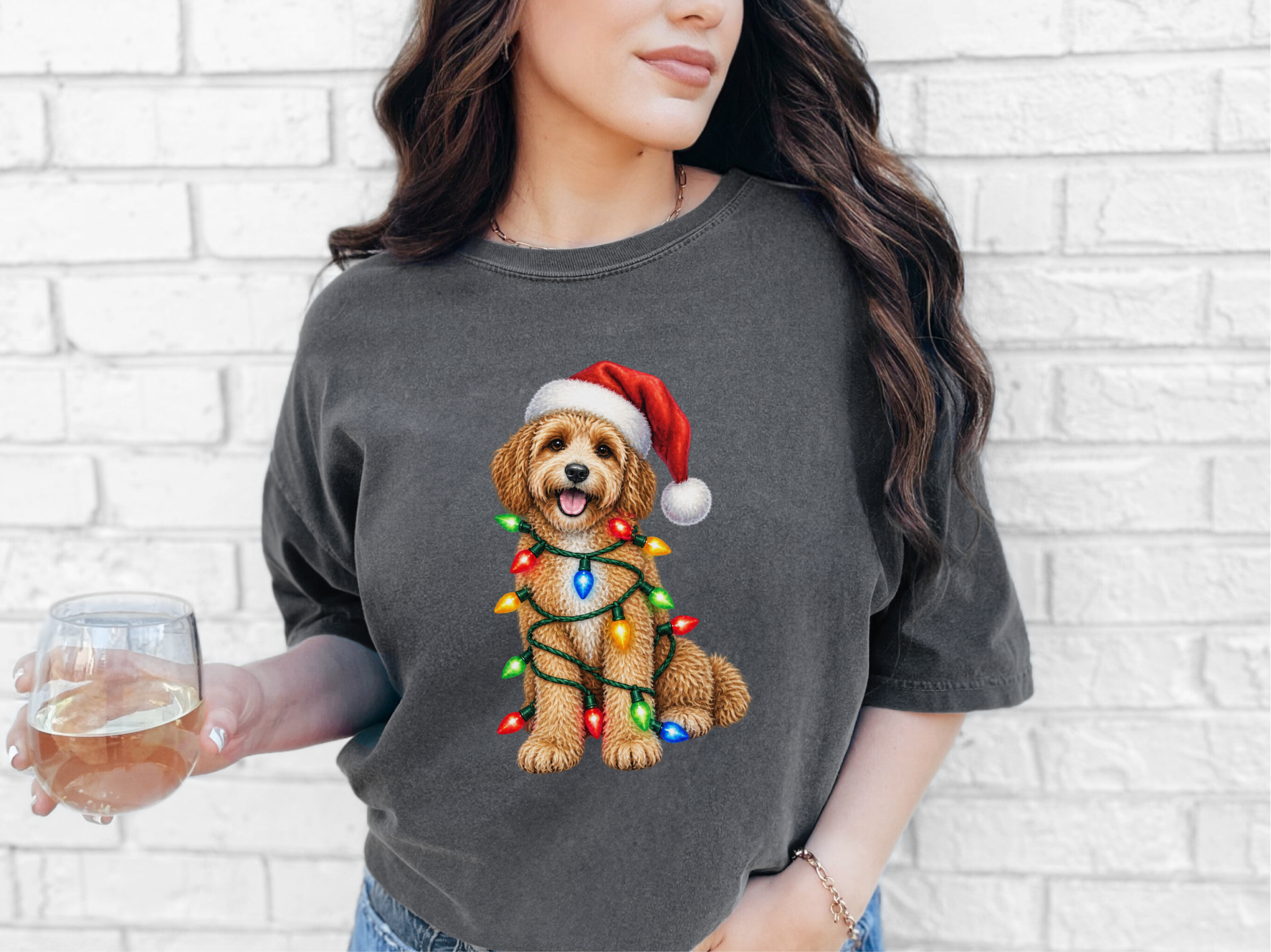 Christmas Cavapoo Holiday Lights doodle dog shirt - photo 3