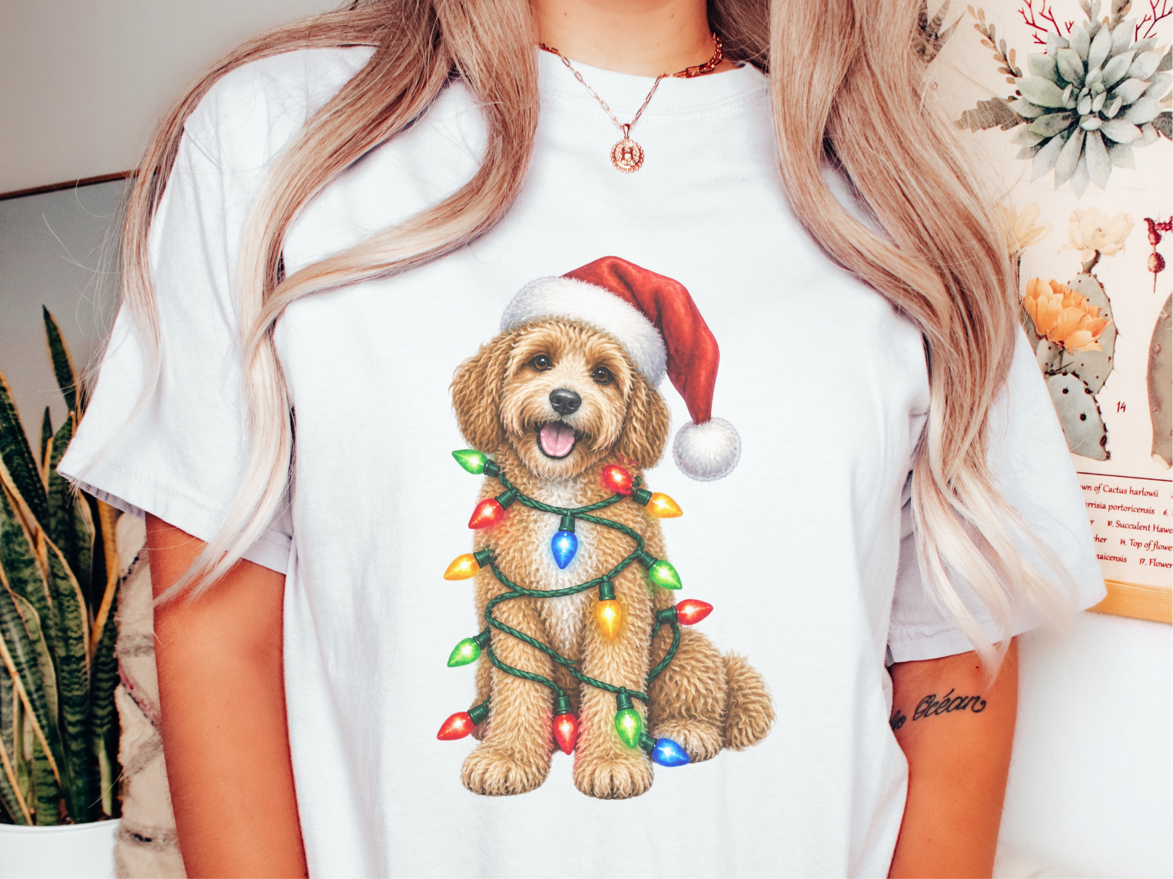 Christmas Cavapoo Holiday Lights doodle dog shirt - photo 1