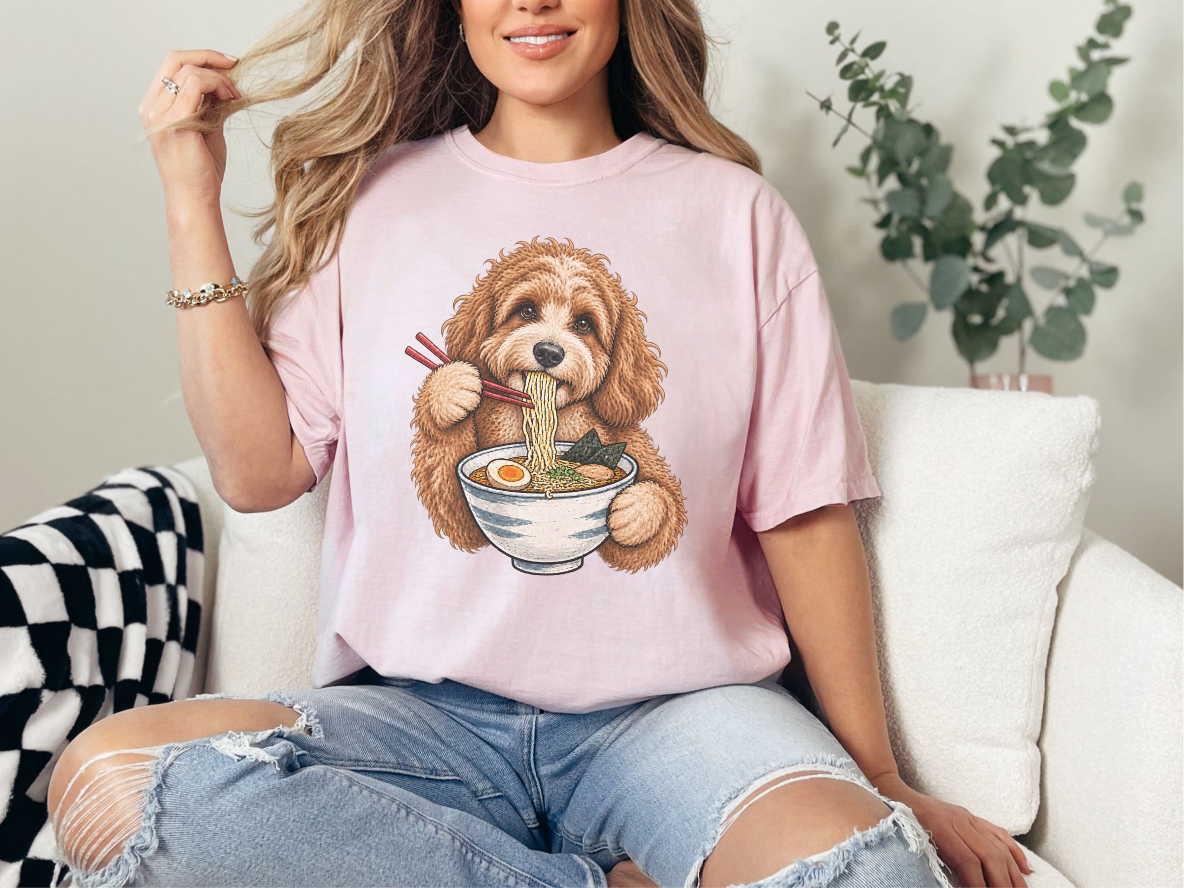 Cavapoo Eating Ramen Noodles doodle dog shirt - photo 7