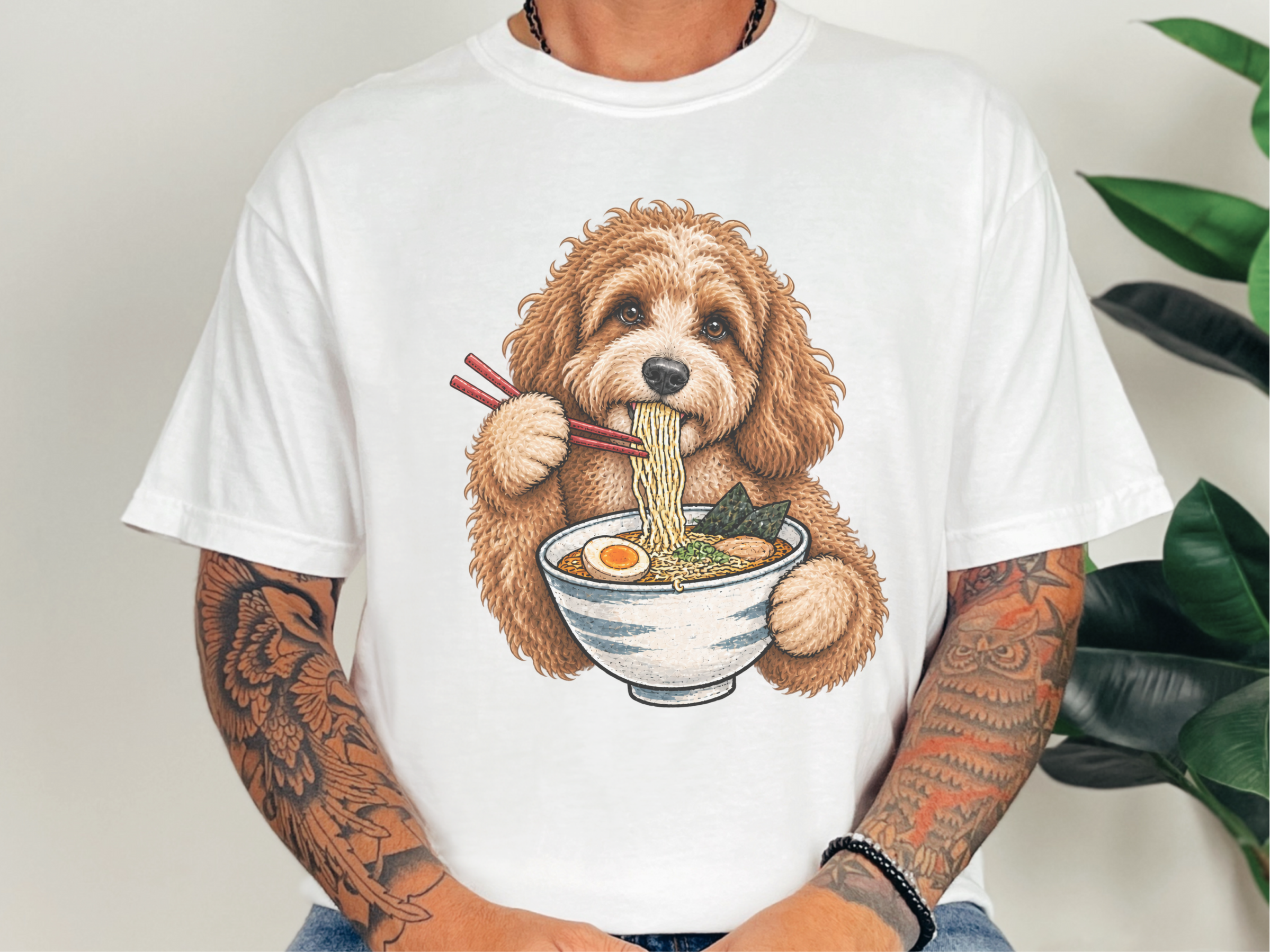 Cavapoo Eating Ramen Noodles doodle dog shirt - photo 1
