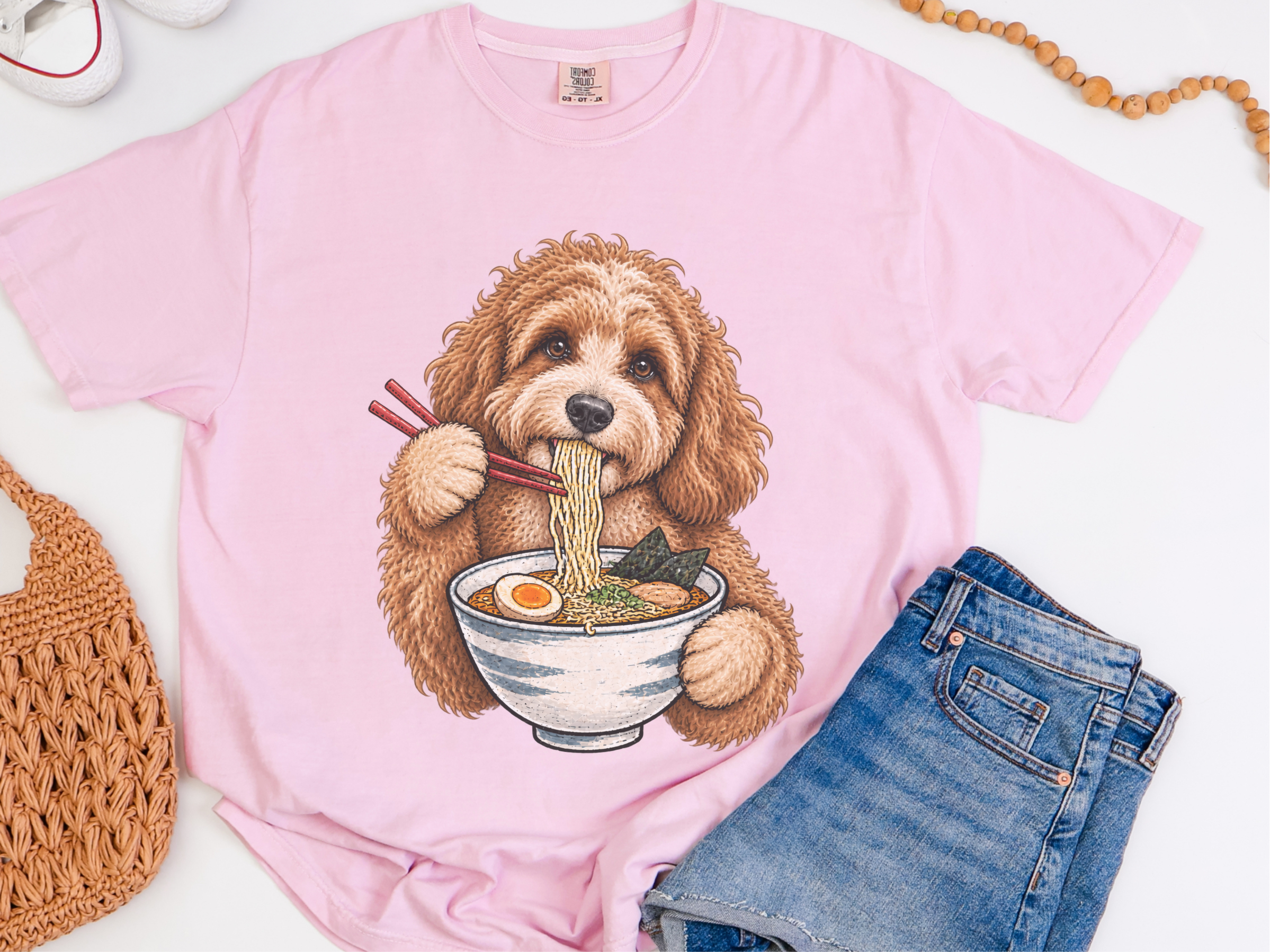 Cavapoo Eating Ramen Noodles doodle dog shirt - photo 6