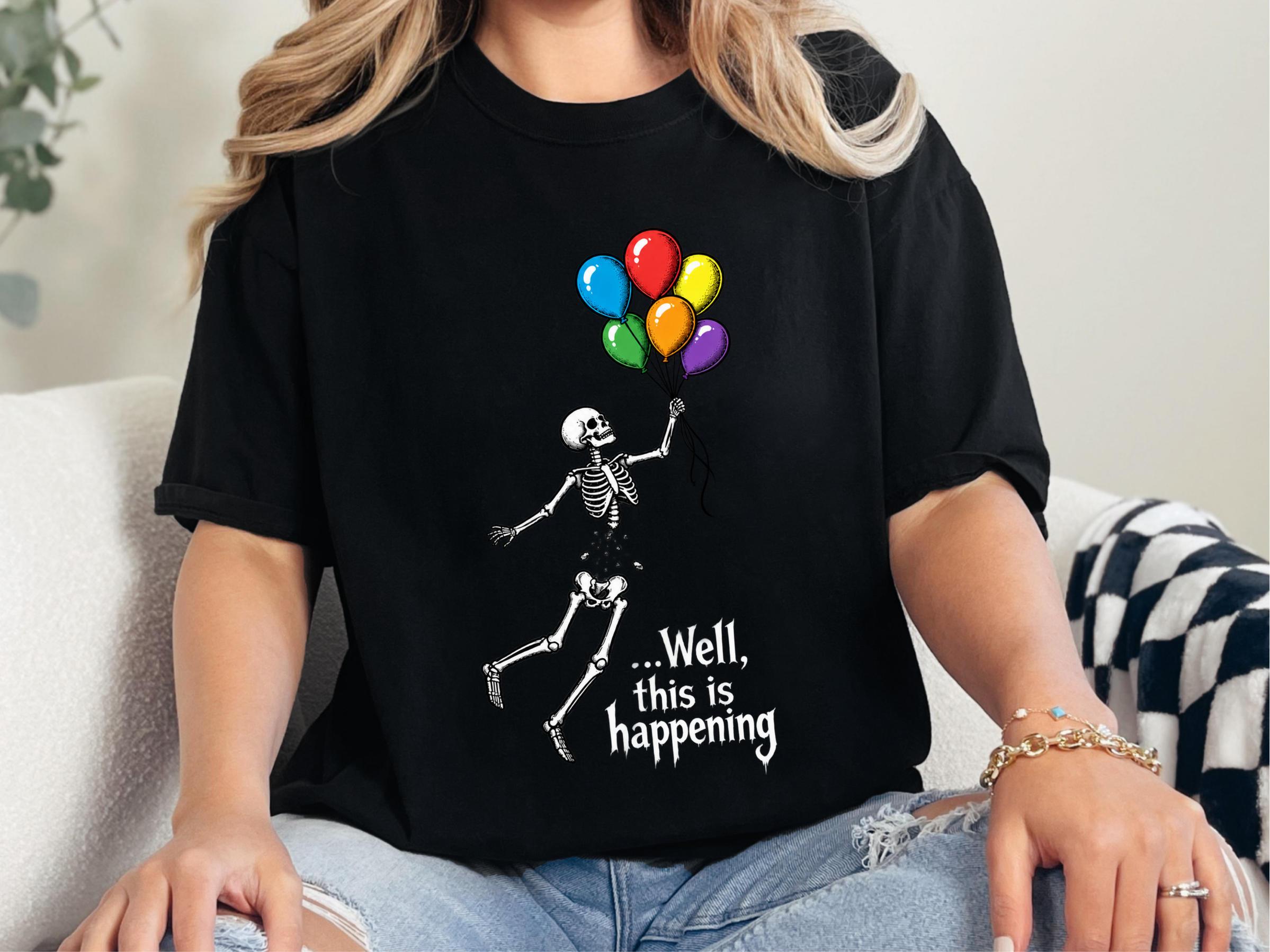 Floating Separated Skeleton Balloons funny shirt - photo 3
