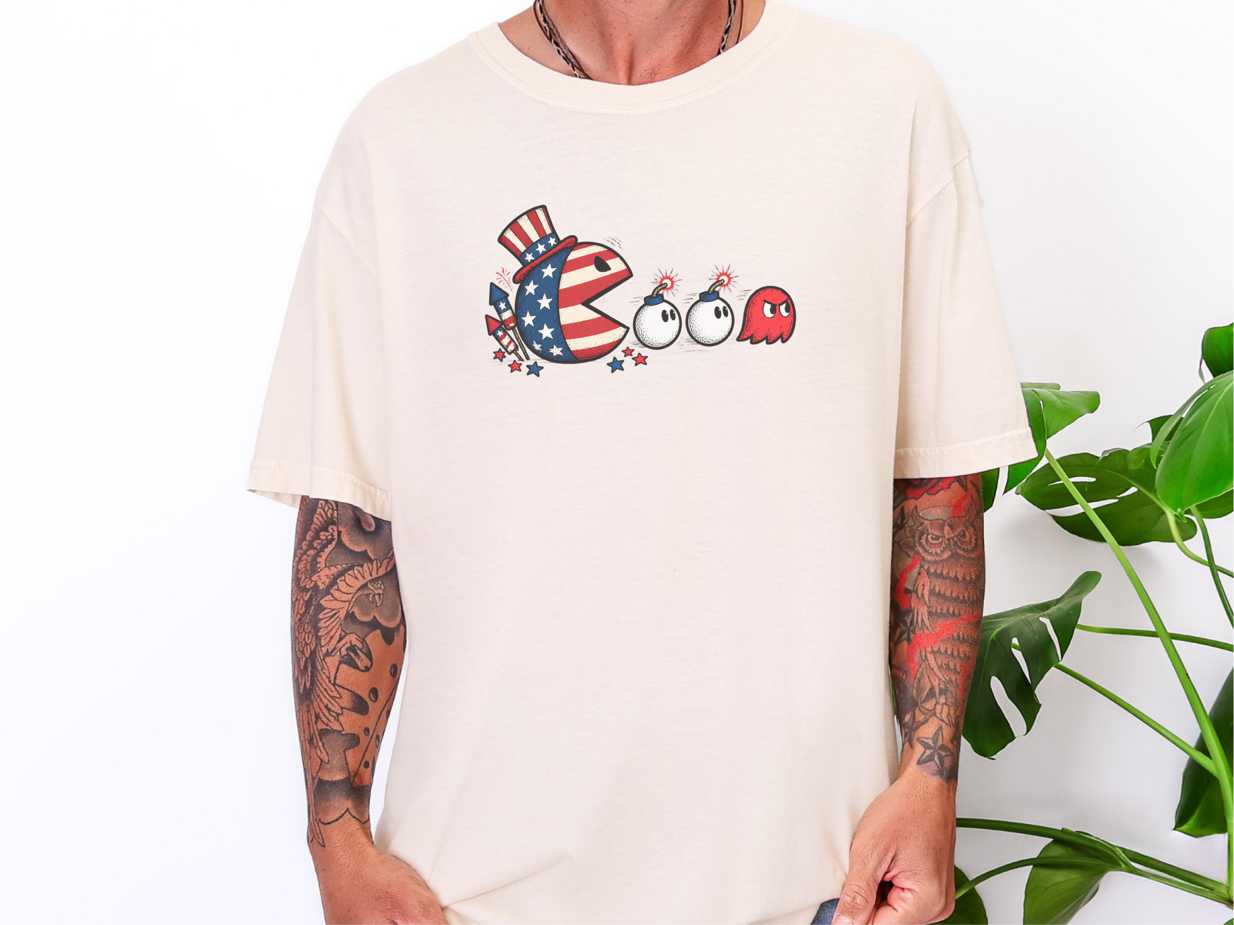 Patriotic Pacman Chasing Lit Bombs funny shirt - photo 8