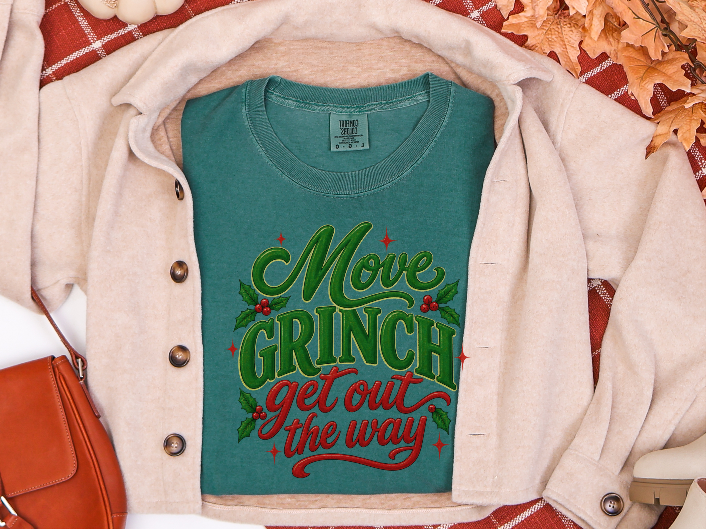 Move Grinch Holly Typography funny shirt - photo 8
