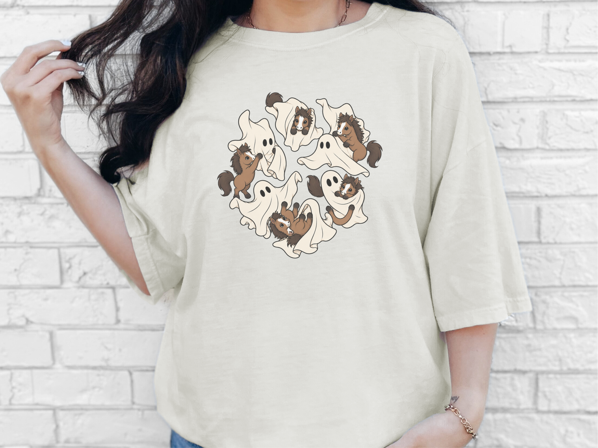 Cute Ghost Playing With Horse funny shirt - photo 7