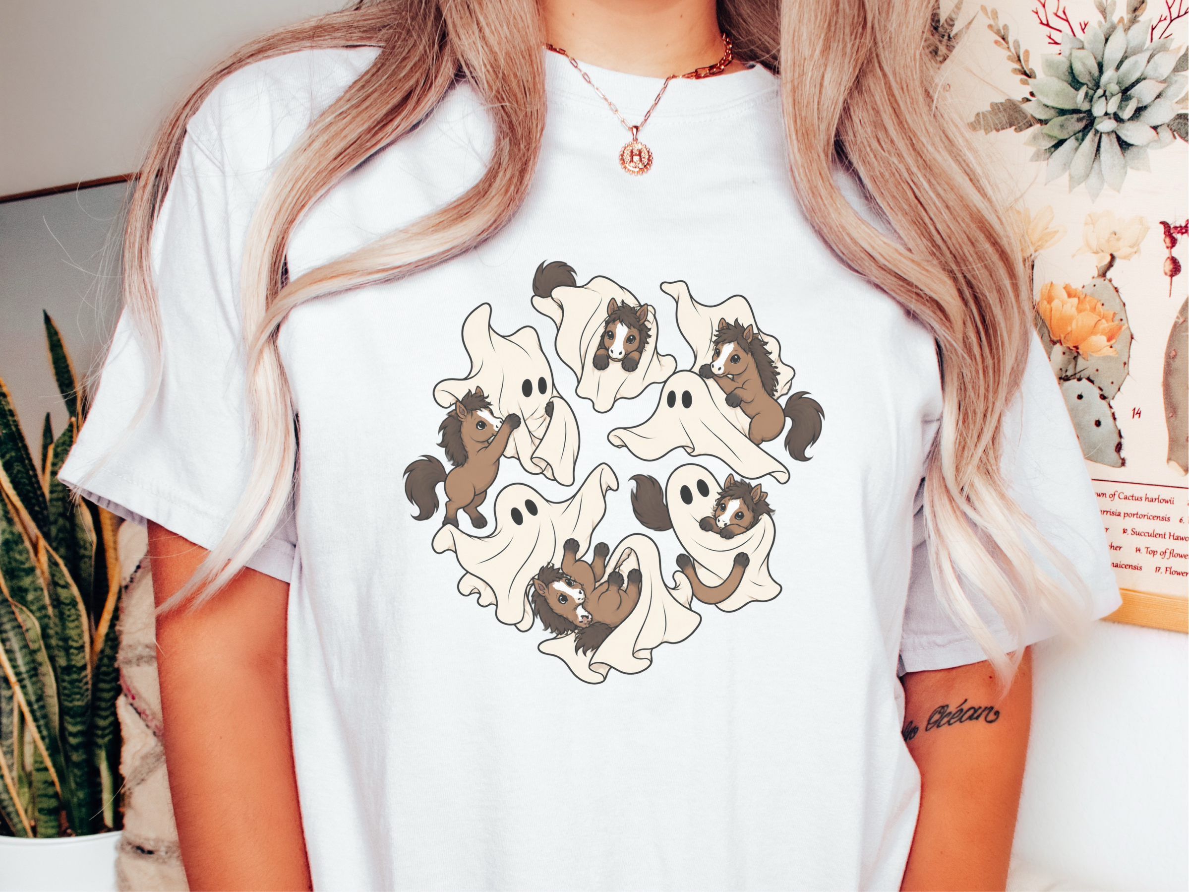Cute Ghost Playing With Horse funny shirt - photo 1