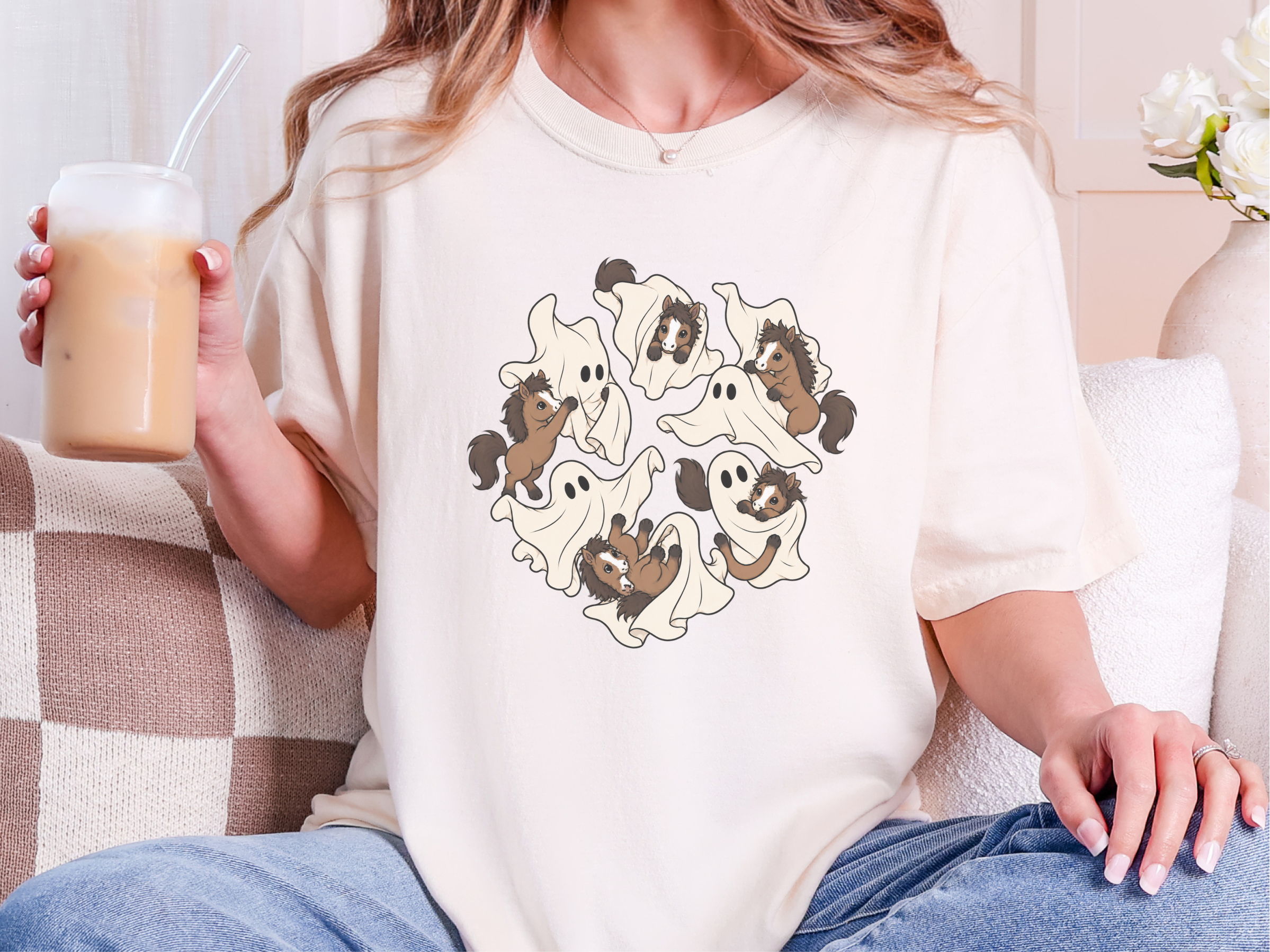 Cute Ghost Playing With Horse funny shirt - photo 8