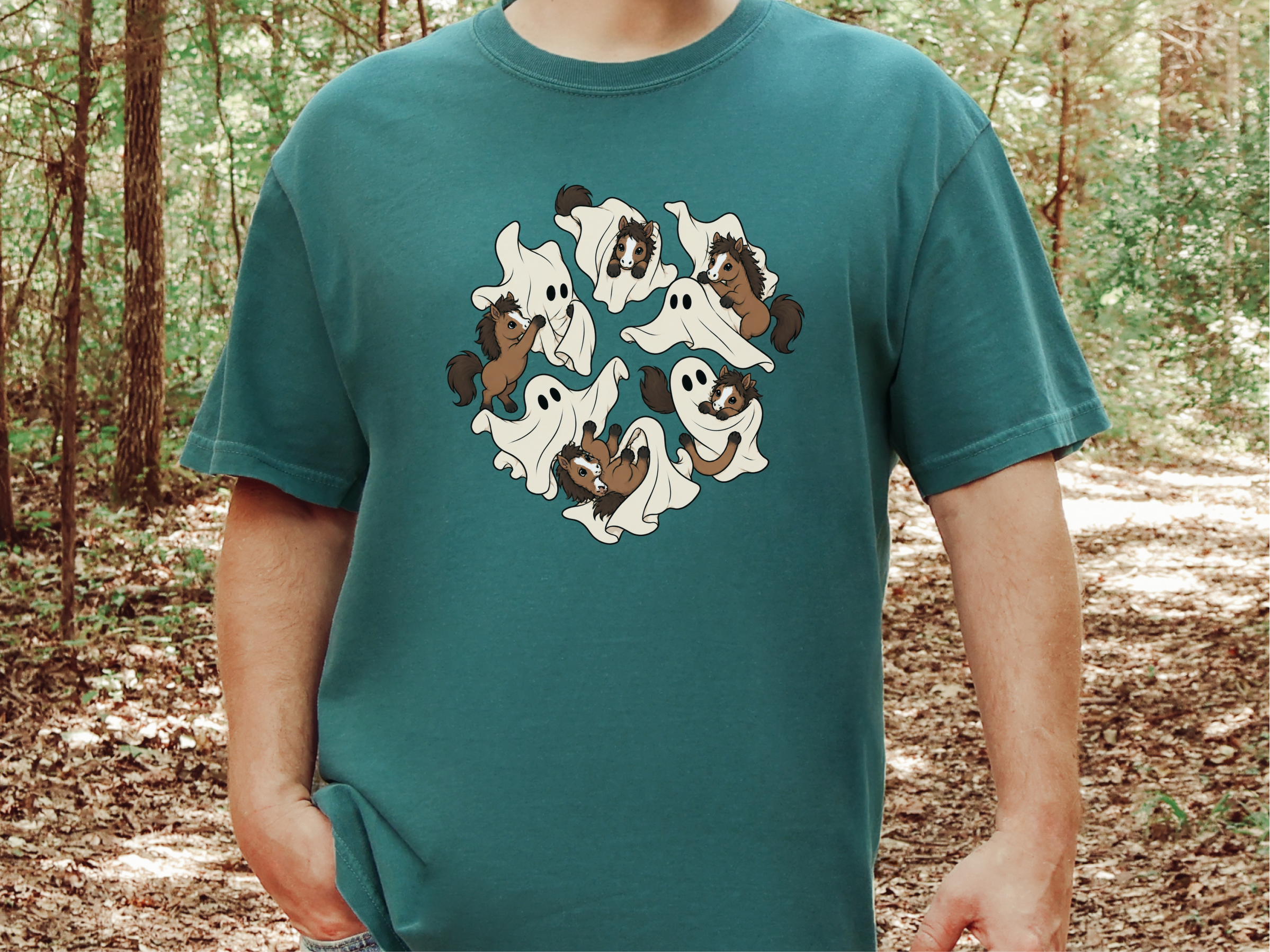 Cute Ghost Playing With Horse funny shirt - photo 6