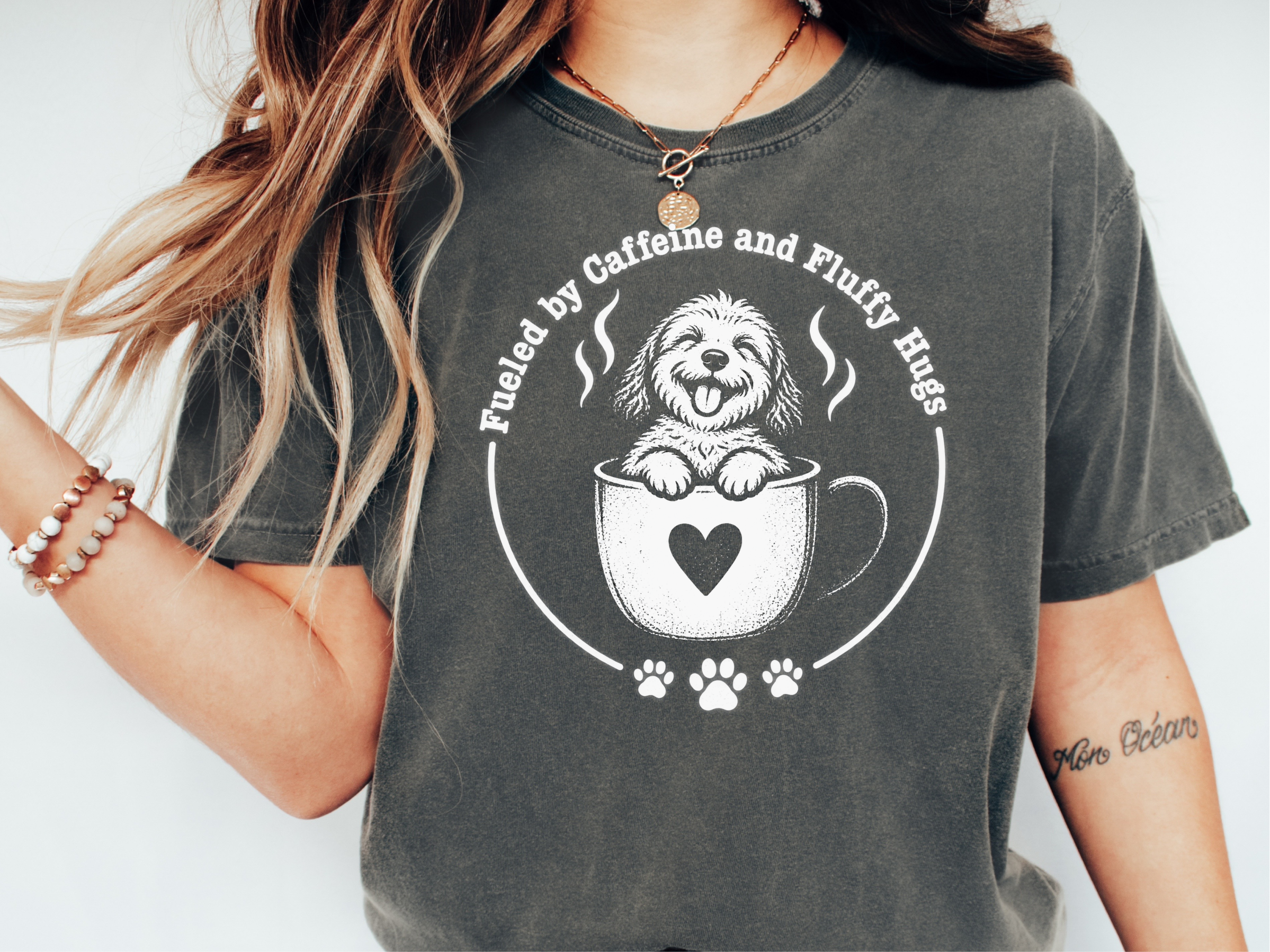 Fluffy Puppy Coffee Cup Heart