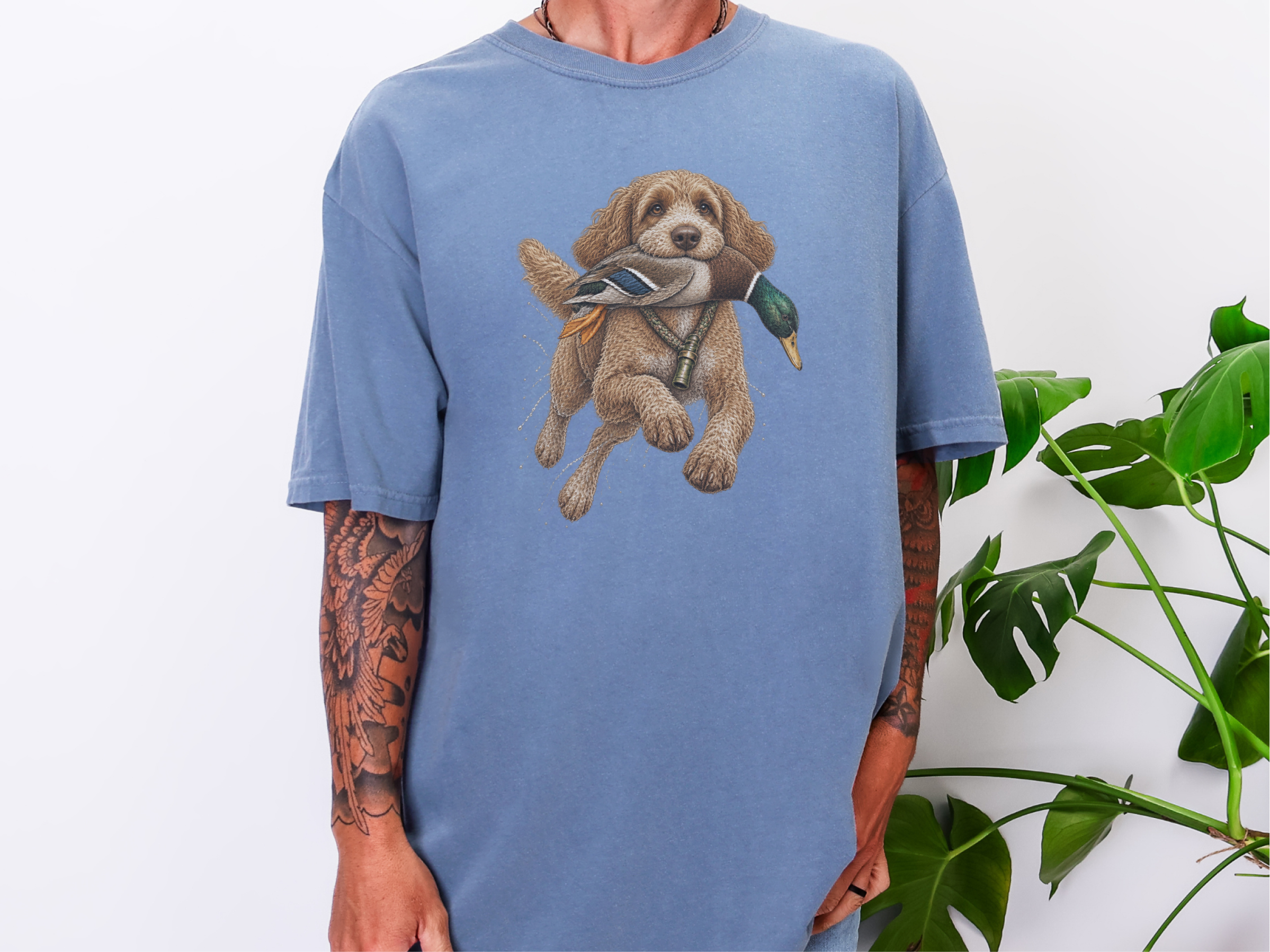 Cockapoo Holding Mallard Duck doodle dog shirt - photo 7