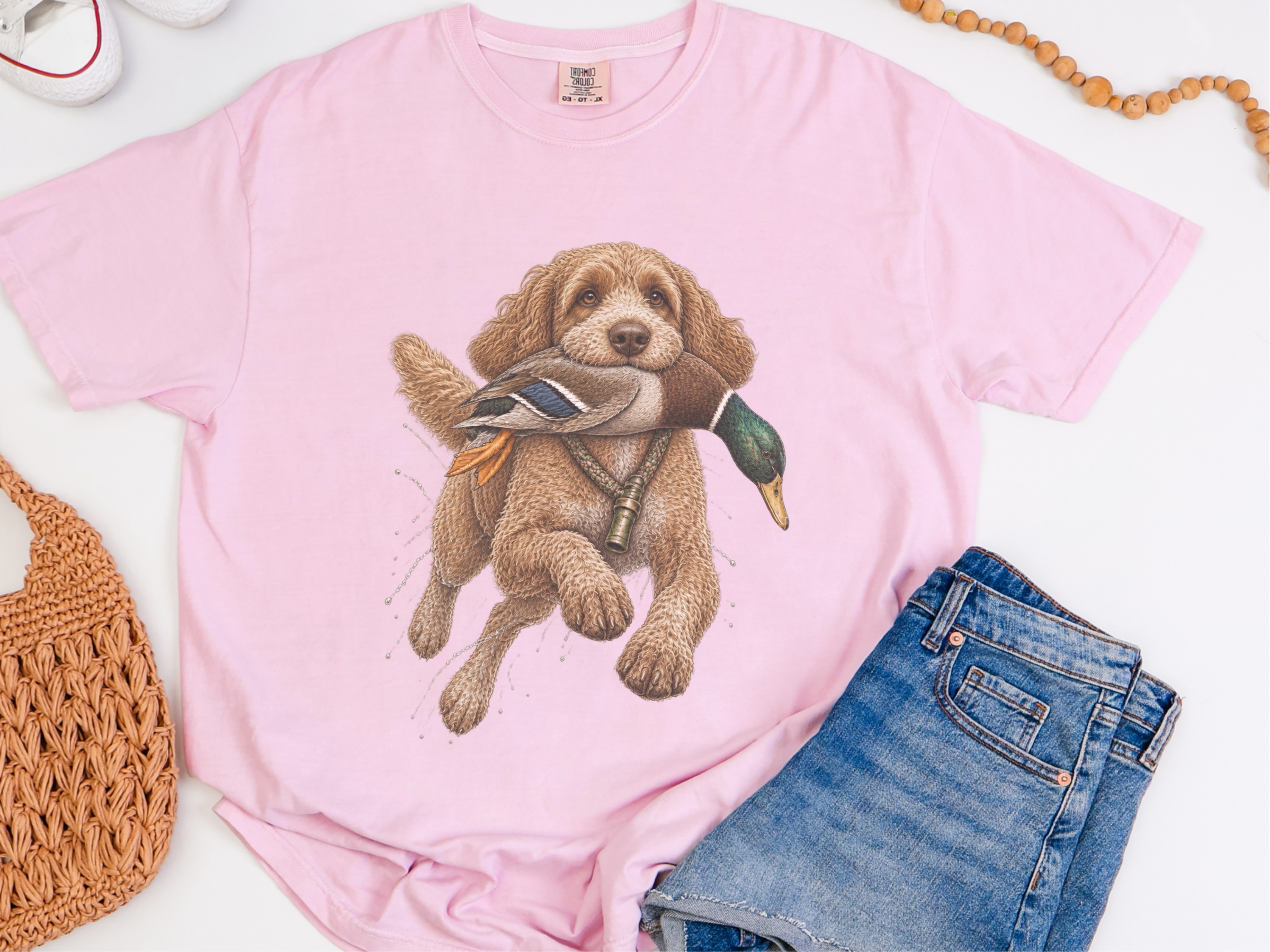 Cockapoo Holding Mallard Duck doodle dog shirt - photo 6