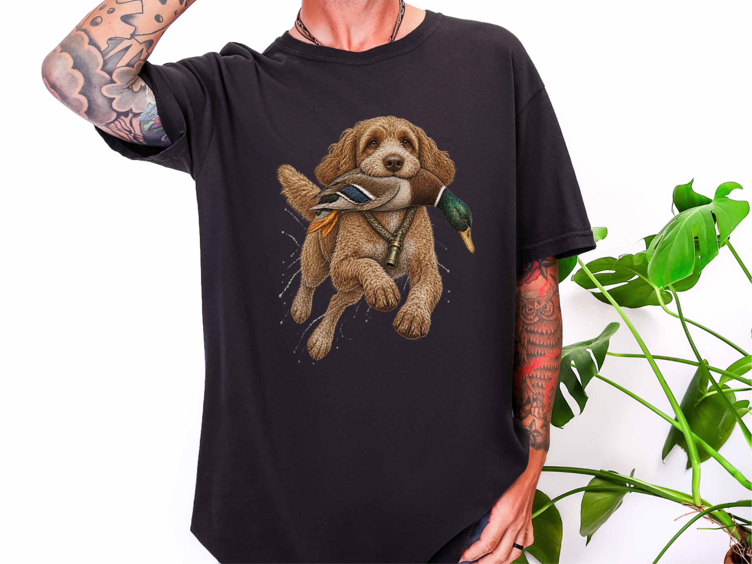 Cockapoo Holding Mallard Duck doodle dog shirt - photo 4