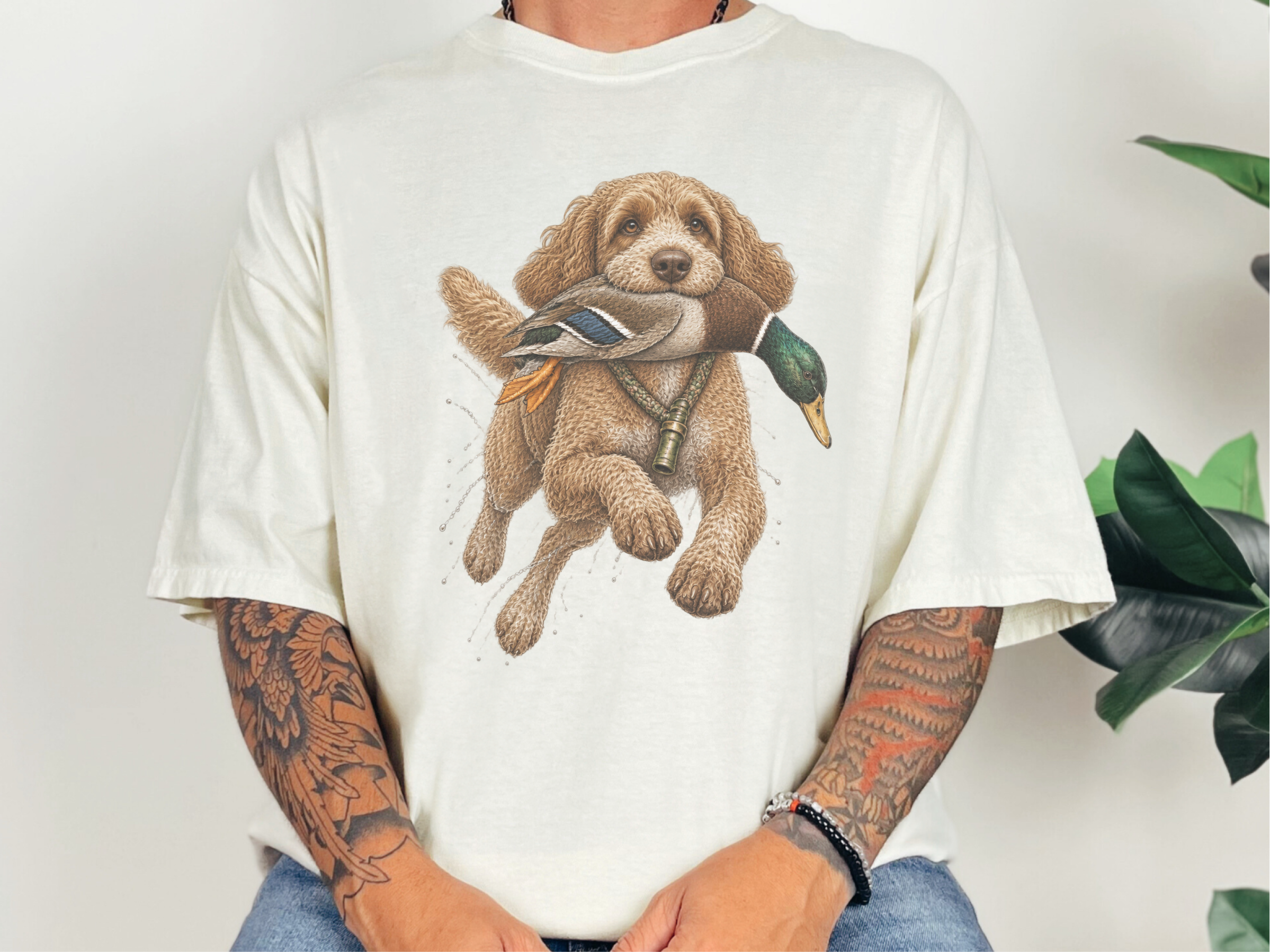 Cockapoo Holding Mallard Duck doodle dog shirt - photo 8