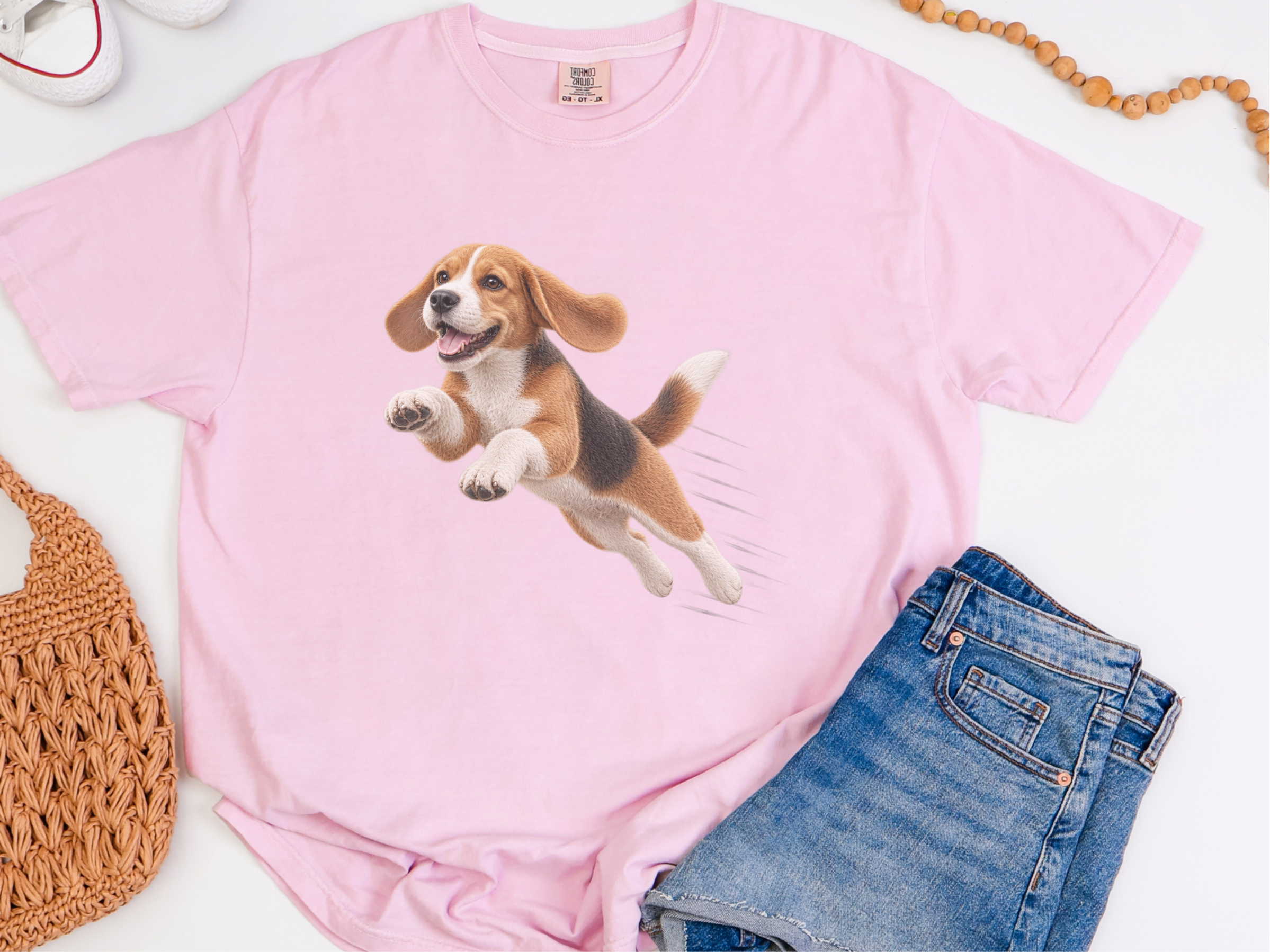 Running Beagle Speed Lines doodle dog shirt - photo 3