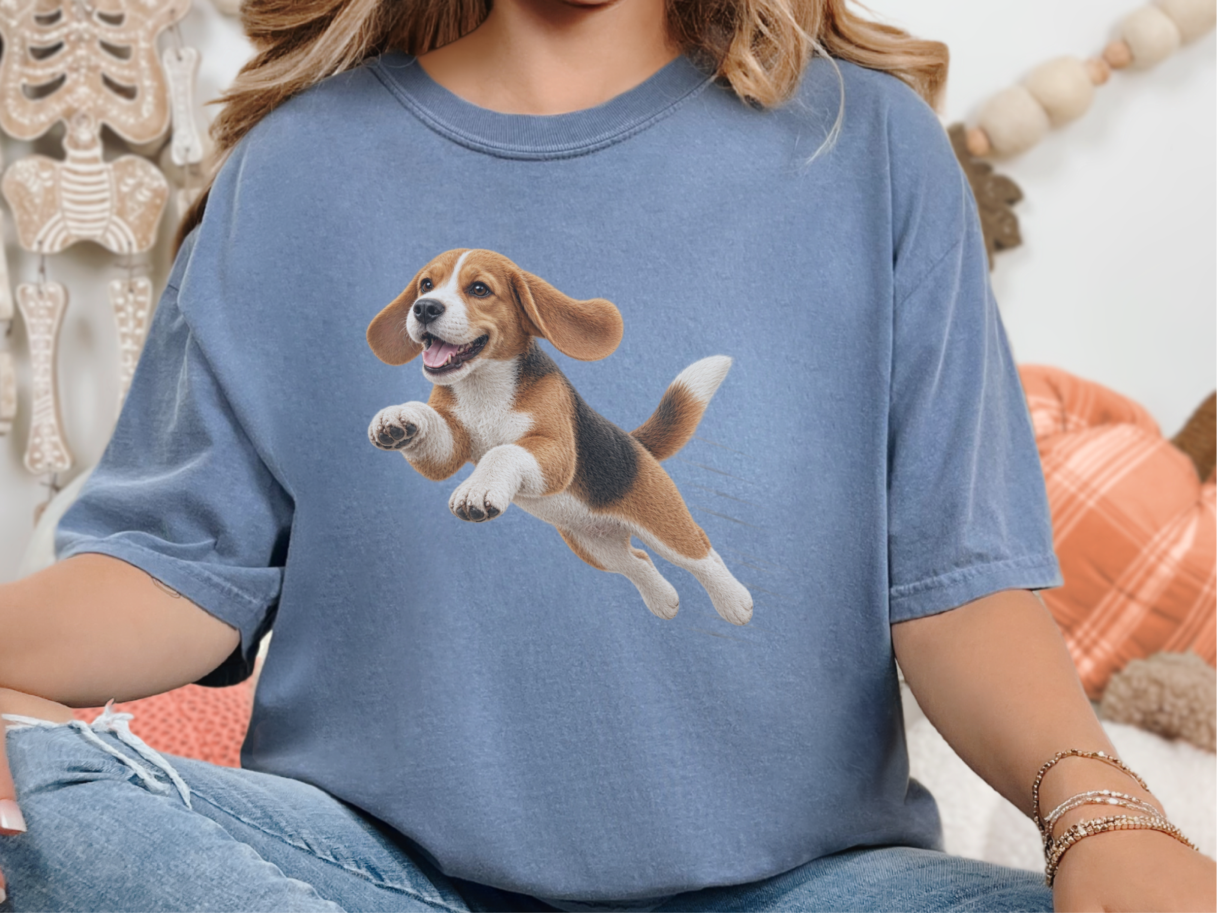 Running Beagle Speed Lines doodle dog shirt - photo 6