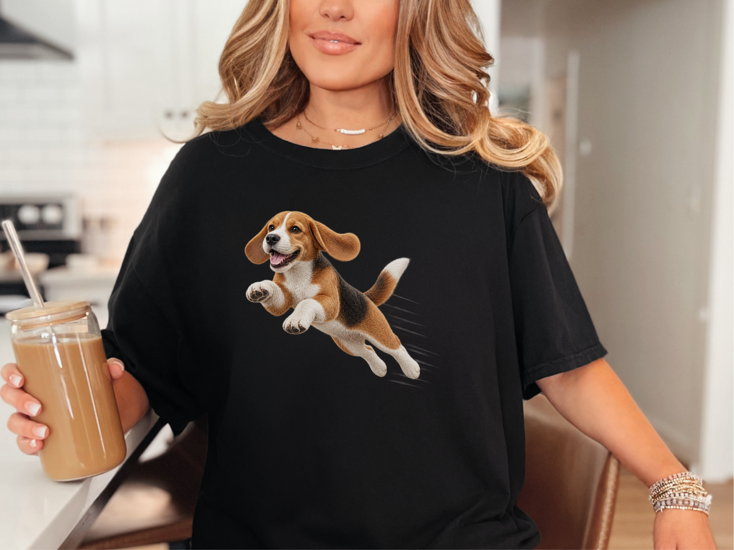 Running Beagle Speed Lines doodle dog shirt - photo 1