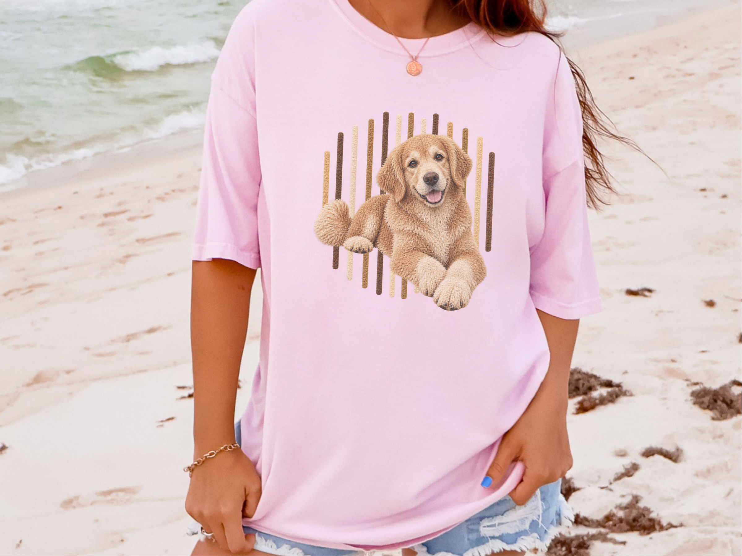 Golden Retriever Fluffy Vertical Stripes doodle dog shirt - photo 5