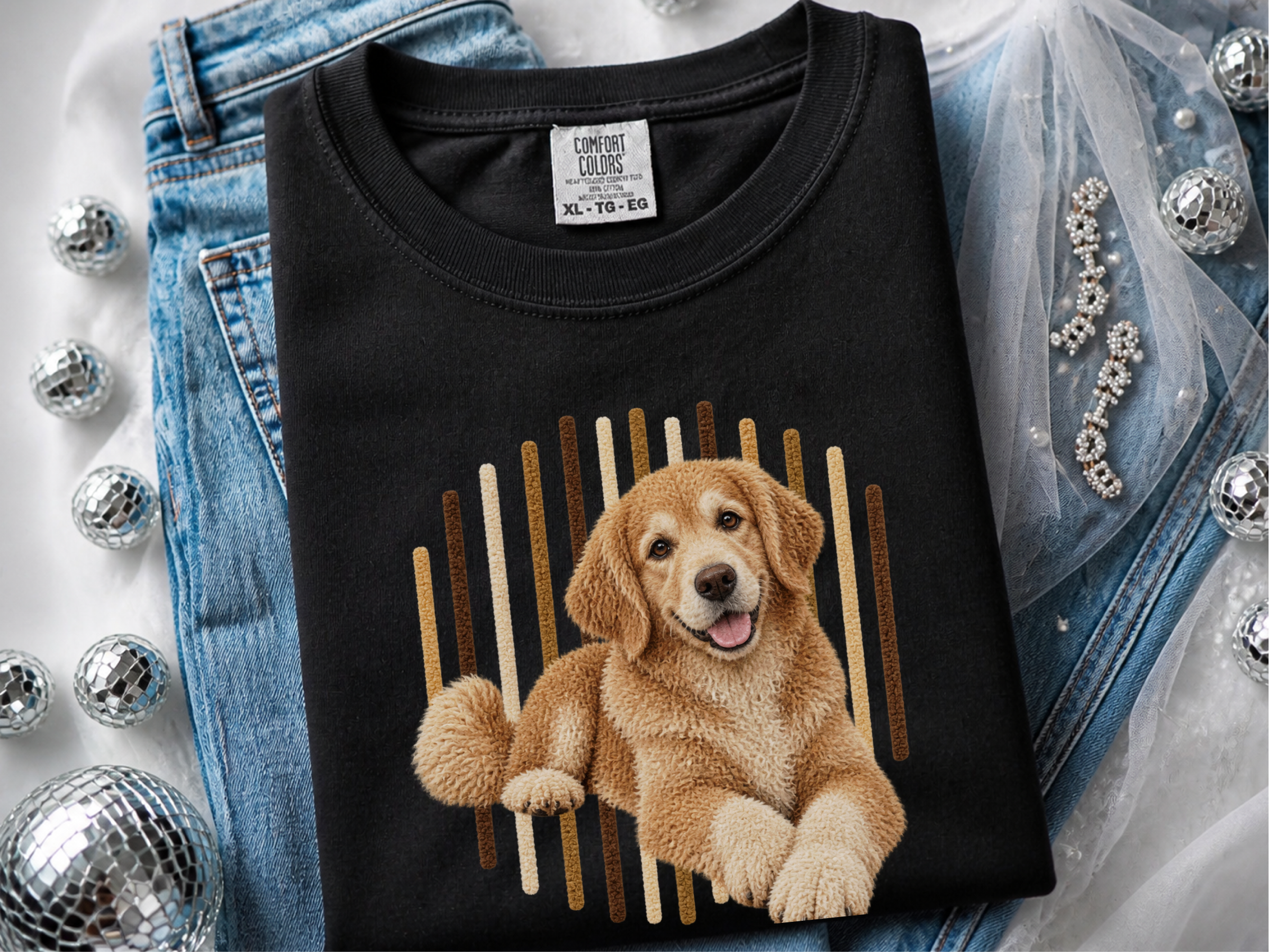 Golden Retriever Fluffy Vertical Stripes doodle dog shirt - photo 2