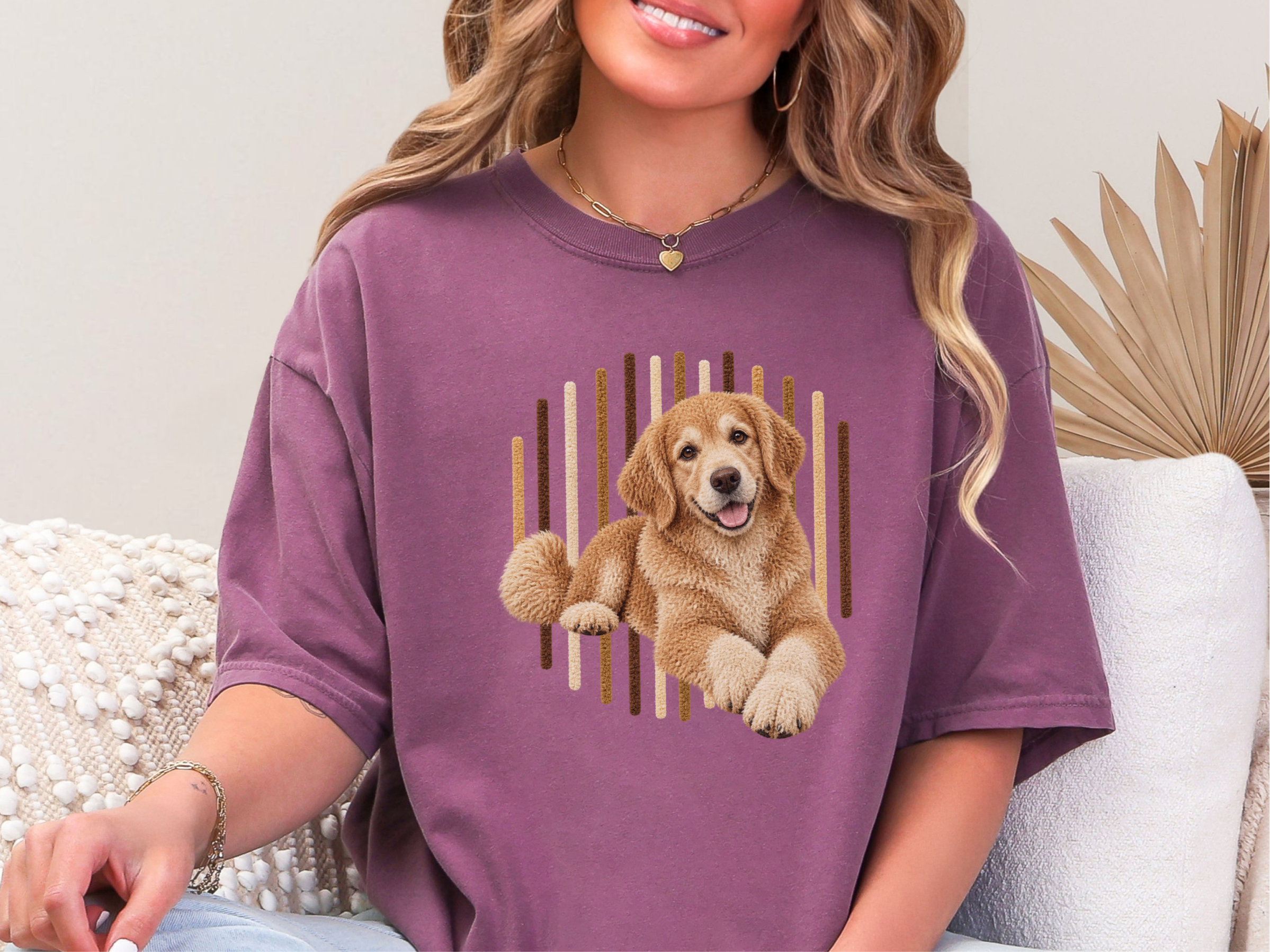 Golden Retriever Fluffy Vertical Stripes doodle dog shirt - photo 6