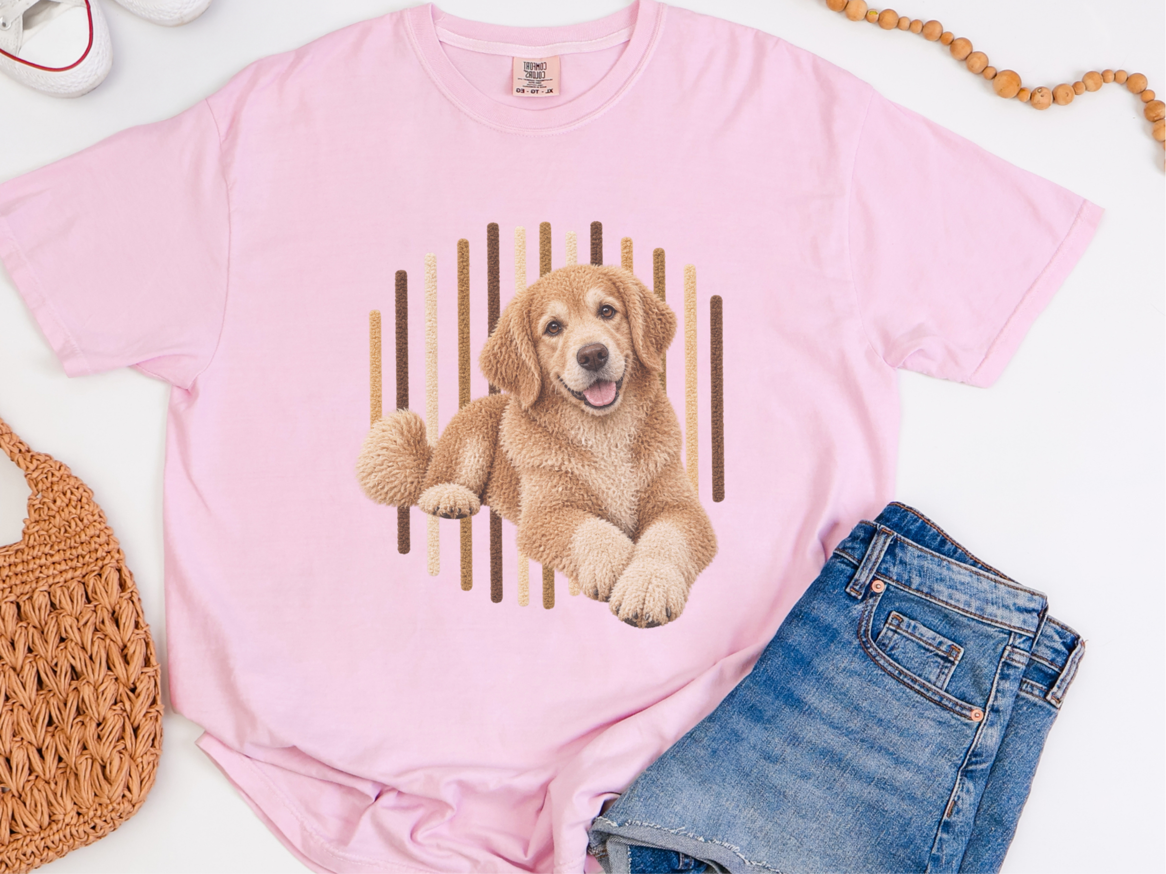 Golden Retriever Fluffy Vertical Stripes doodle dog shirt - photo 4