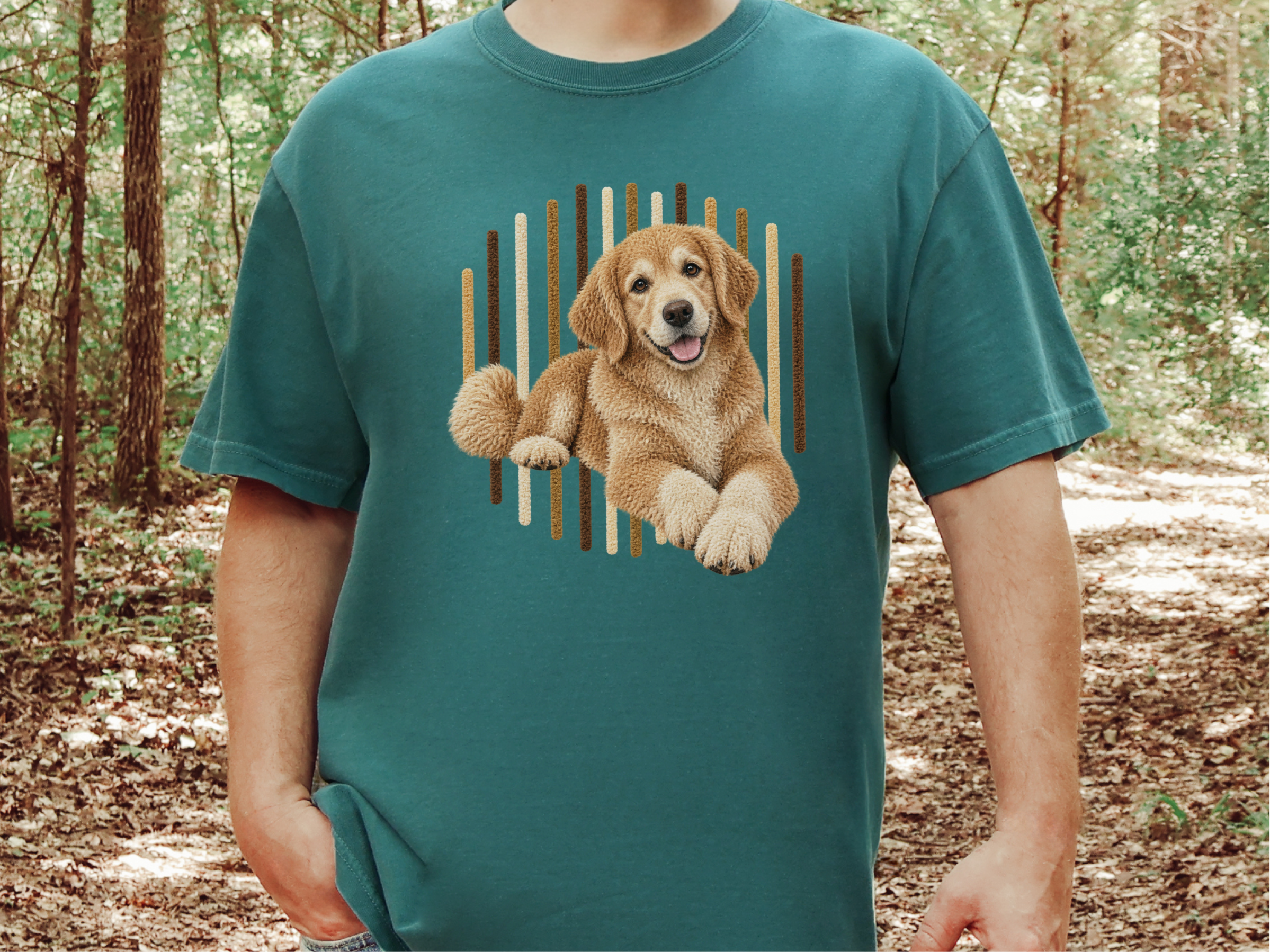 Golden Retriever Fluffy Vertical Stripes doodle dog shirt - photo 8