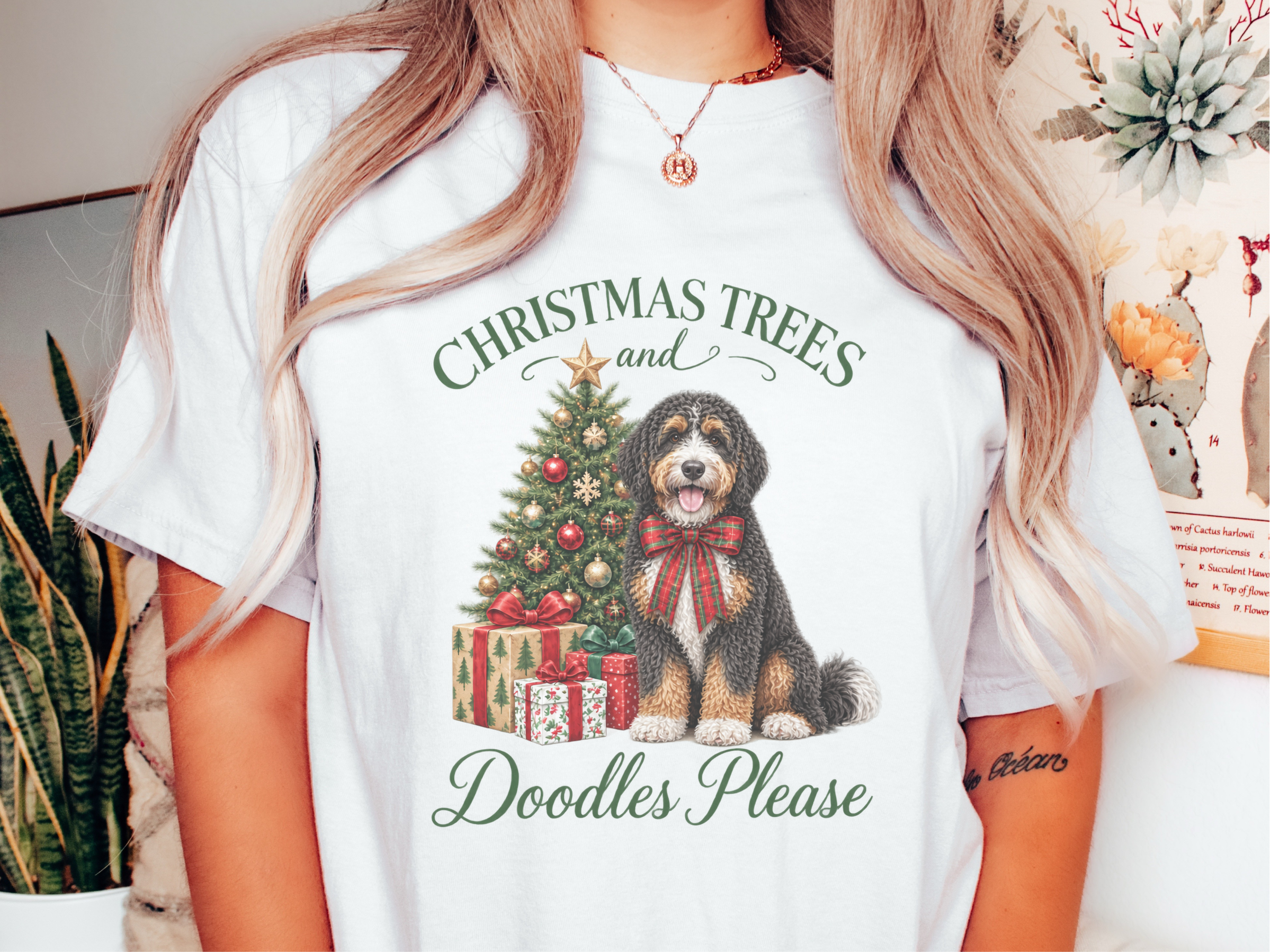 Bernedoodle Christmas Tree doodle dog shirt - photo 1