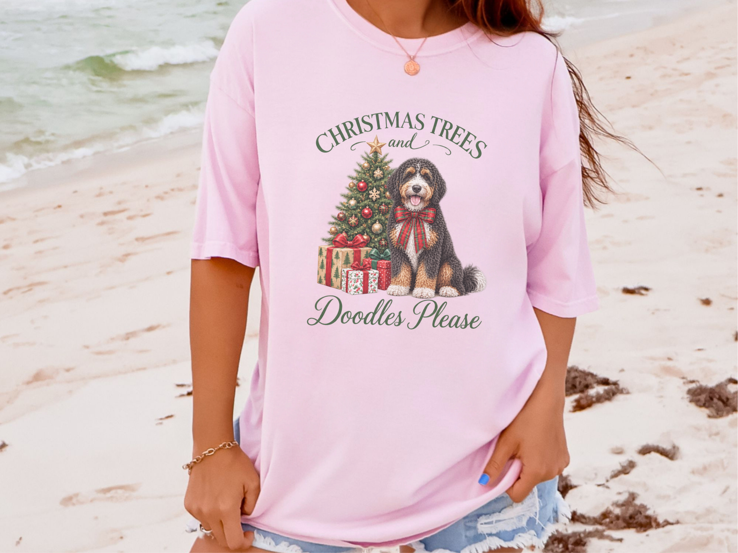 Bernedoodle Christmas Tree doodle dog shirt - photo 7